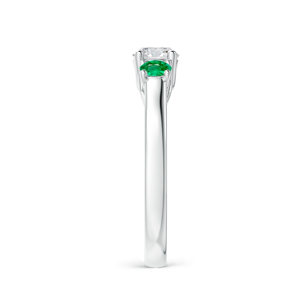 5mm HSI2 Classic Round Diamond and Emerald Three Stone Ring in White Gold Side-2