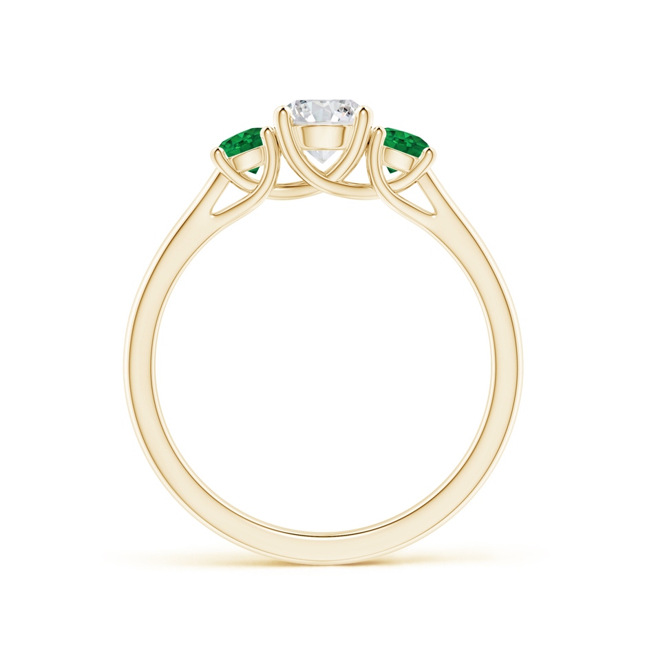 5mm HSI2 Classic Round Diamond and Emerald Three Stone Ring in Yellow Gold side-1