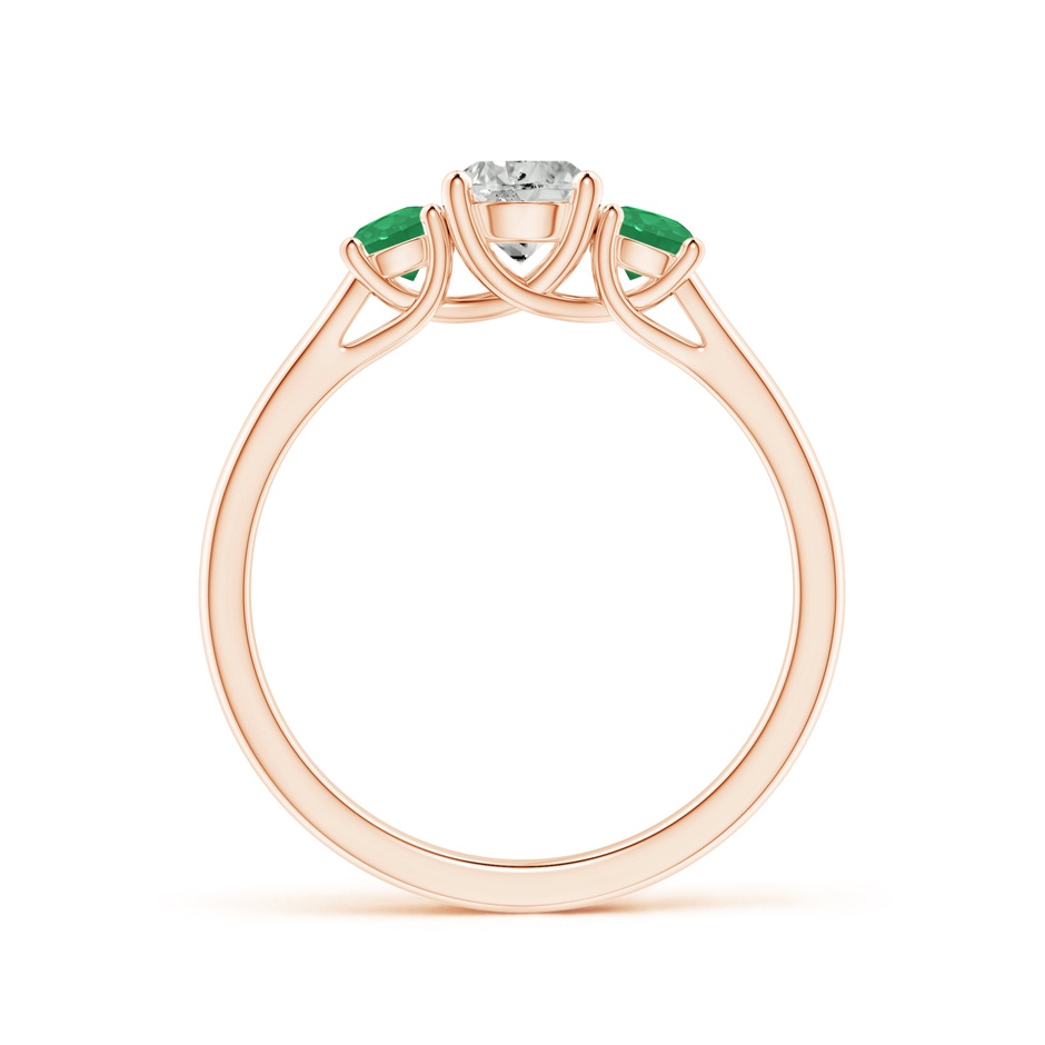 5mm KI3 Classic Round Diamond and Emerald Three Stone Ring in Rose Gold side-1