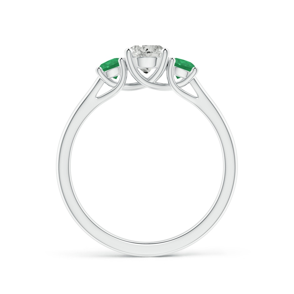 5mm KI3 Classic Round Diamond and Emerald Three Stone Ring in White Gold side-1