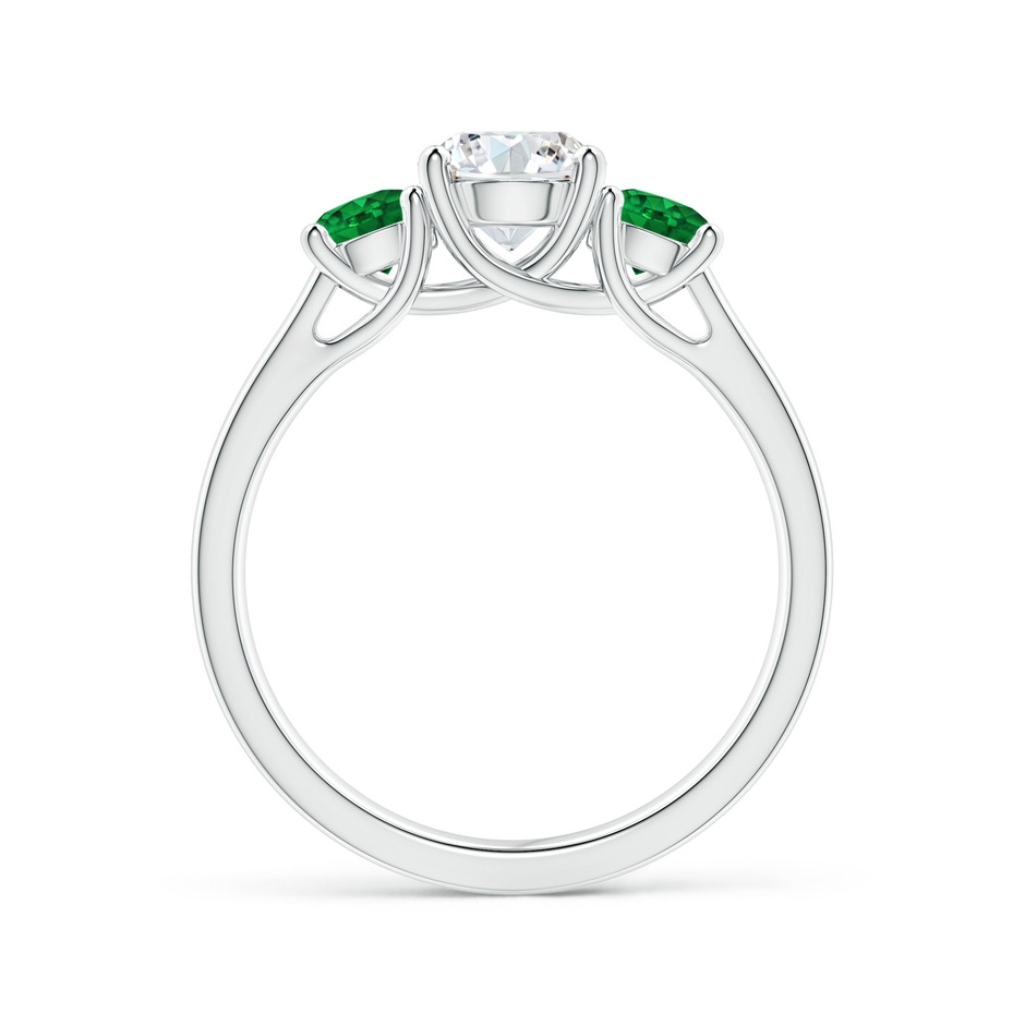 6mm GVS2 Classic Round Diamond and Emerald Three Stone Ring in P950 Platinum side-1