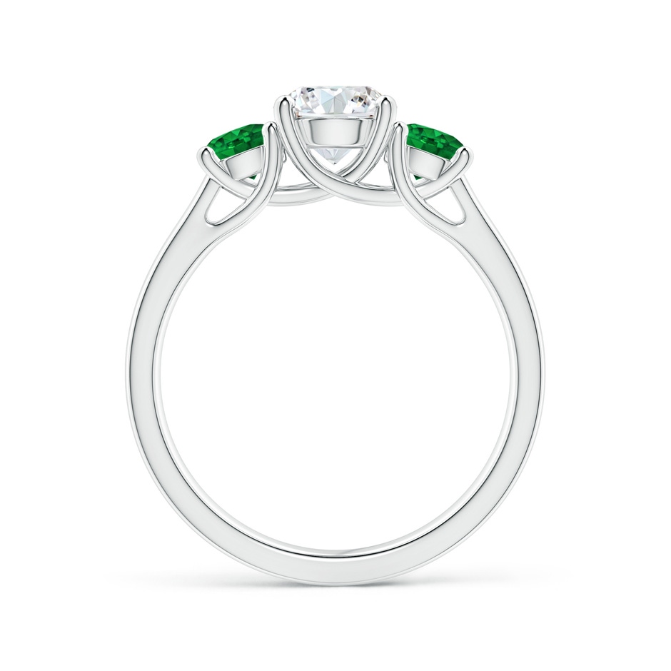 6mm GVS2 Classic Round Diamond and Emerald Three Stone Ring in White Gold side-1