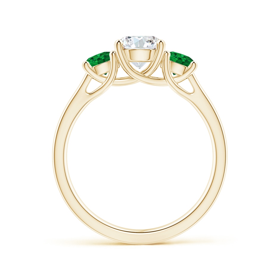 6mm GVS2 Classic Round Diamond and Emerald Three Stone Ring in Yellow Gold side-1