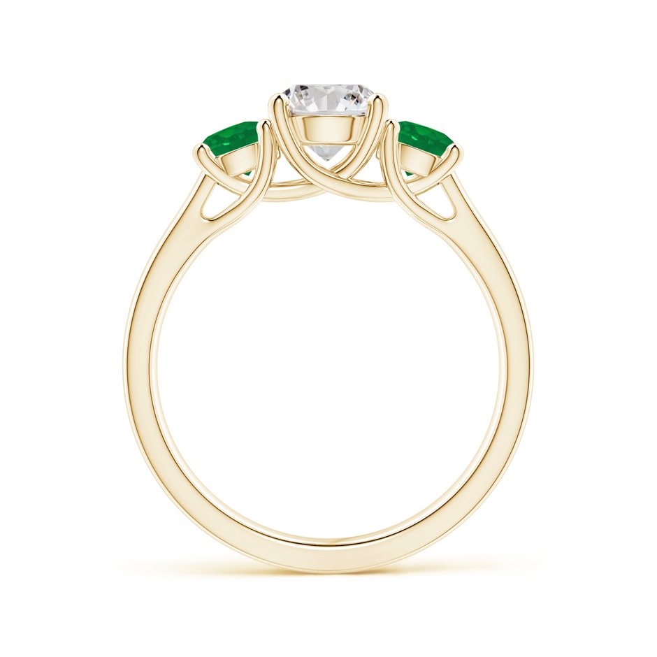 6mm IJI1I2 Classic Round Diamond and Emerald Three Stone Ring in Yellow Gold side-1