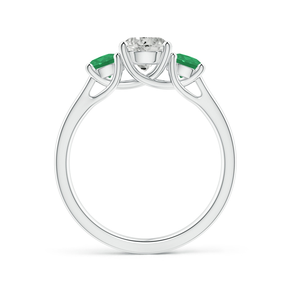 6mm KI3 Classic Round Diamond and Emerald Three Stone Ring in White Gold side-1