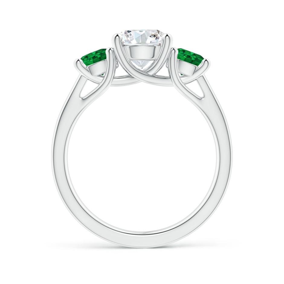 7mm GVS2 Classic Round Diamond and Emerald Three Stone Ring in P950 Platinum side-1