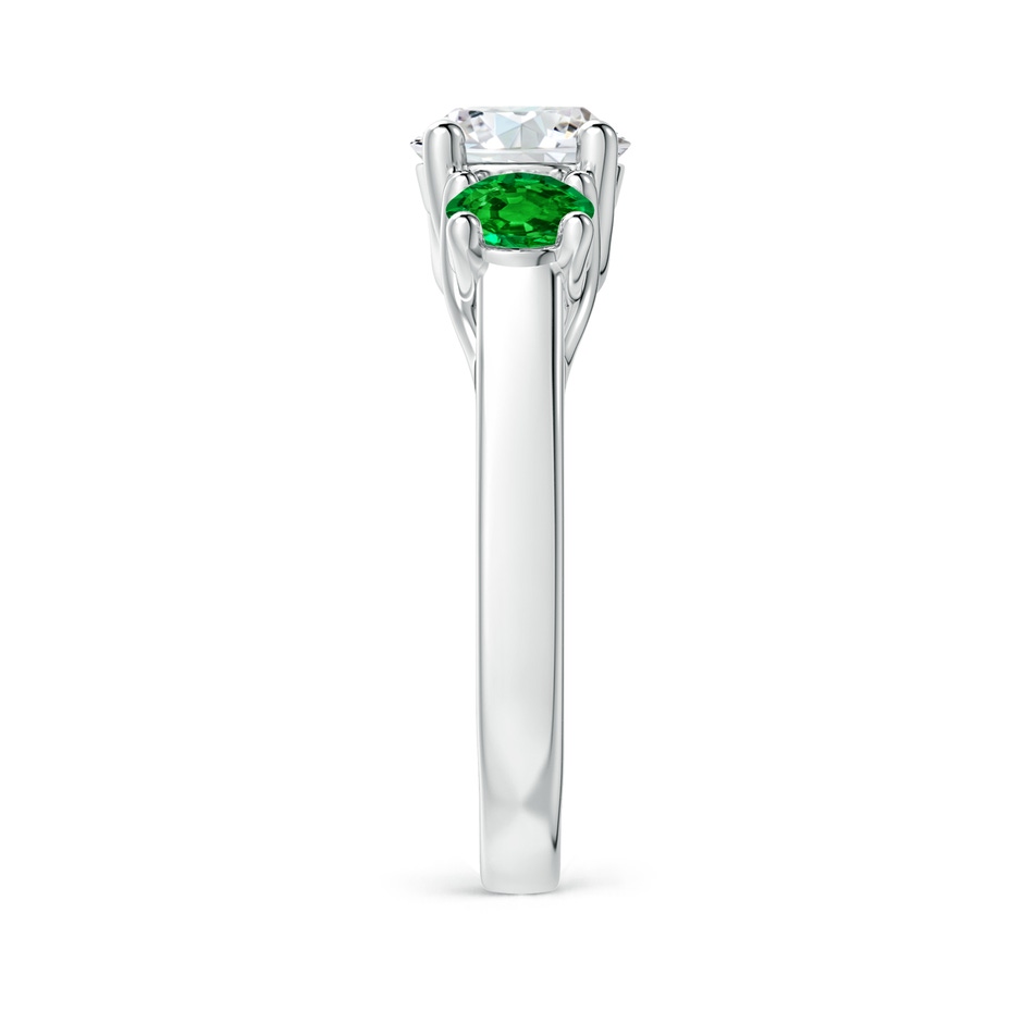 7mm GVS2 Classic Round Diamond and Emerald Three Stone Ring in P950 Platinum side-2