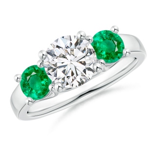 7mm HSI2 Classic Round Diamond and Emerald Three Stone Ring in P950 Platinum