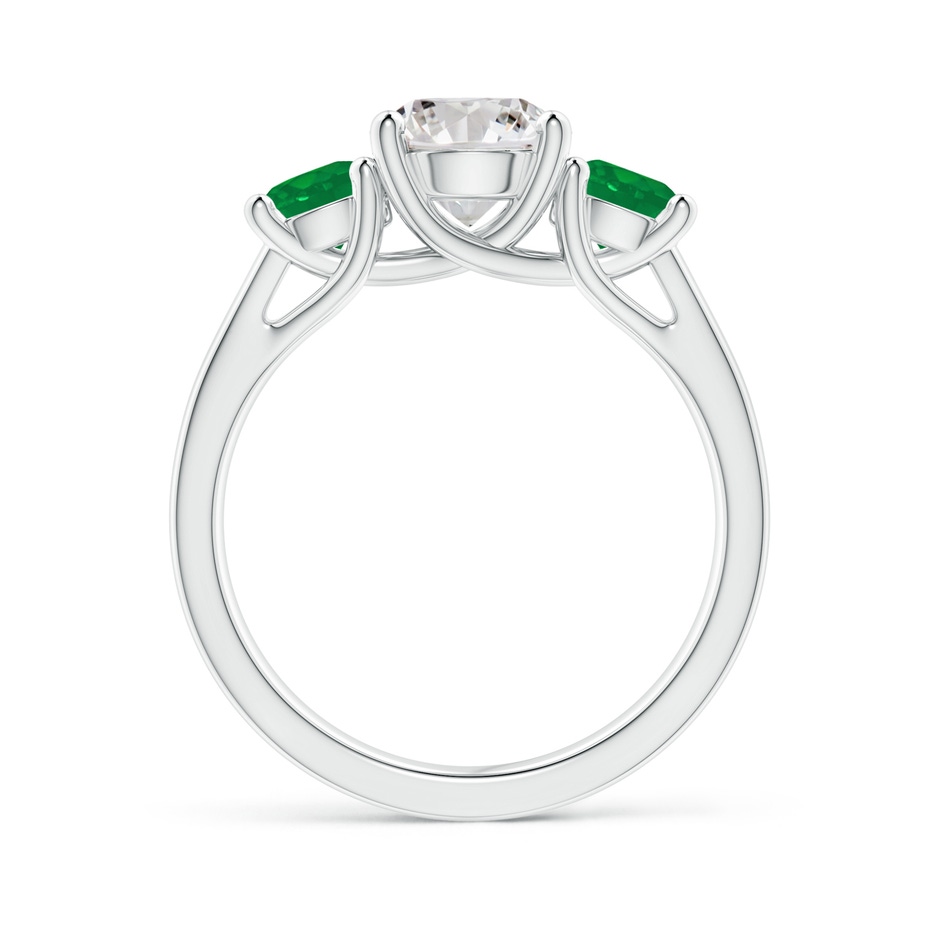 7mm IJI1I2 Classic Round Diamond and Emerald Three Stone Ring in P950 Platinum side-1