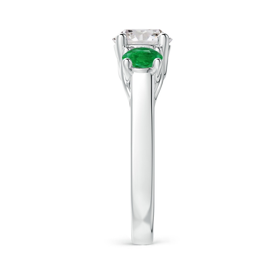 7mm IJI1I2 Classic Round Diamond and Emerald Three Stone Ring in P950 Platinum side-2