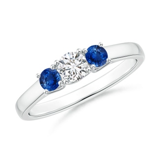 4mm HSI2 Classic Round Diamond and Sapphire Three Stone Ring in White Gold