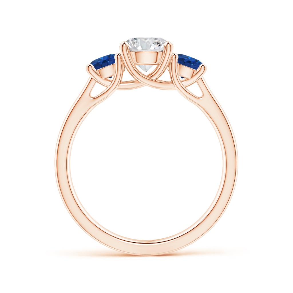 6mm HSI2 Classic Round Diamond and Sapphire Three Stone Ring in Rose Gold Side-1