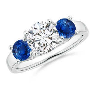 7mm HSI2 Classic Round Diamond and Sapphire Three Stone Ring in P950 Platinum