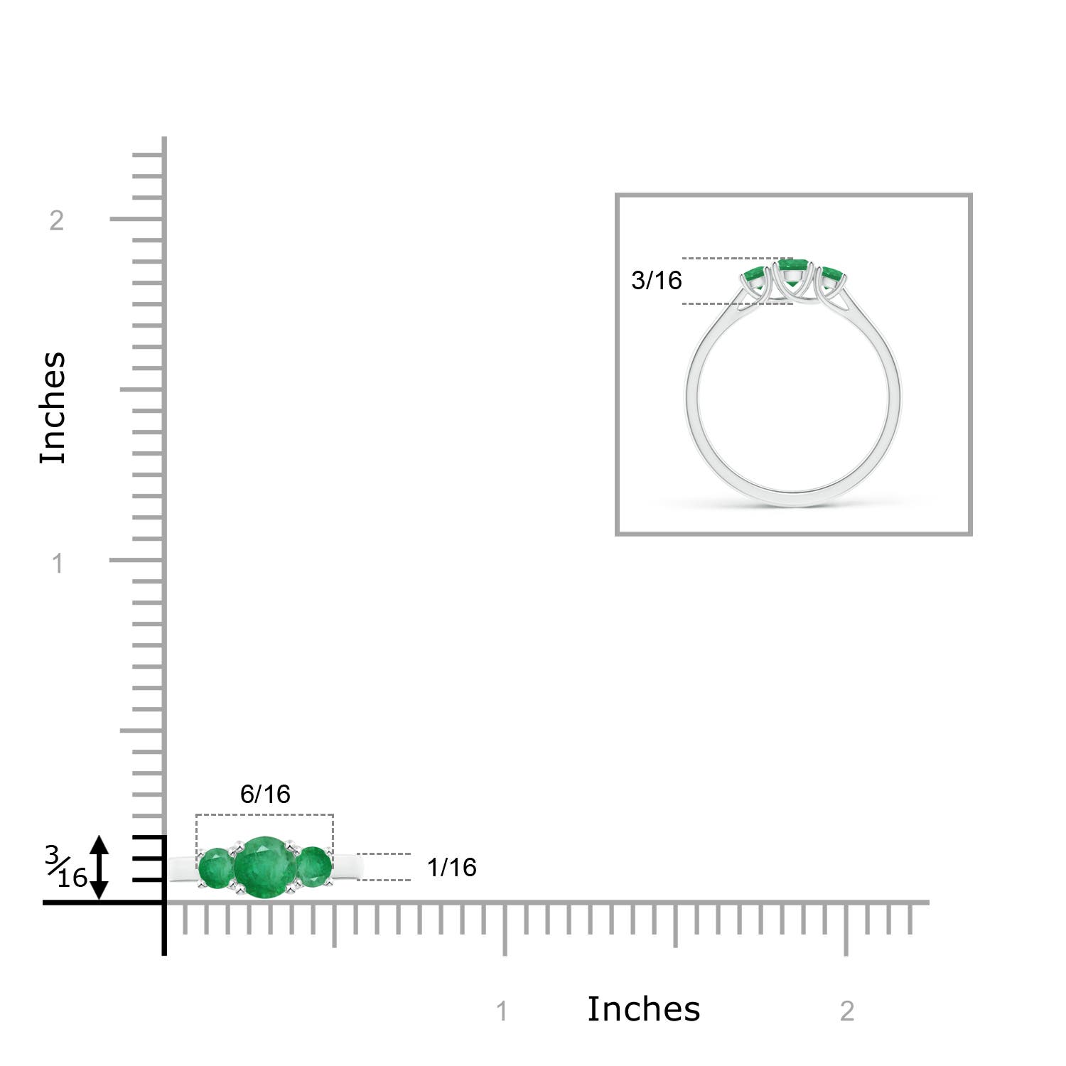 A - Emerald / 0.44 CT / 14 KT White Gold