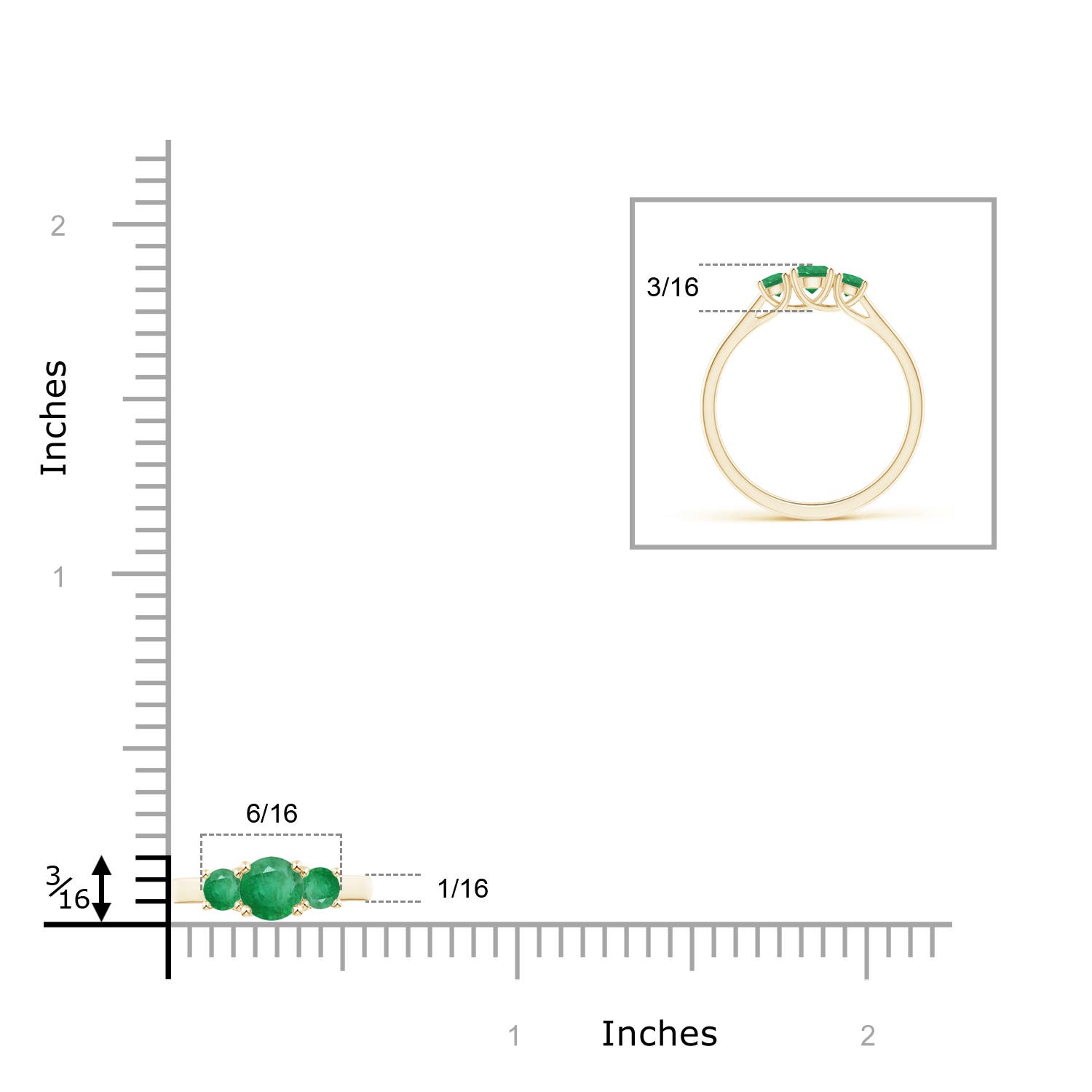 A - Emerald / 0.44 CT / 14 KT Yellow Gold