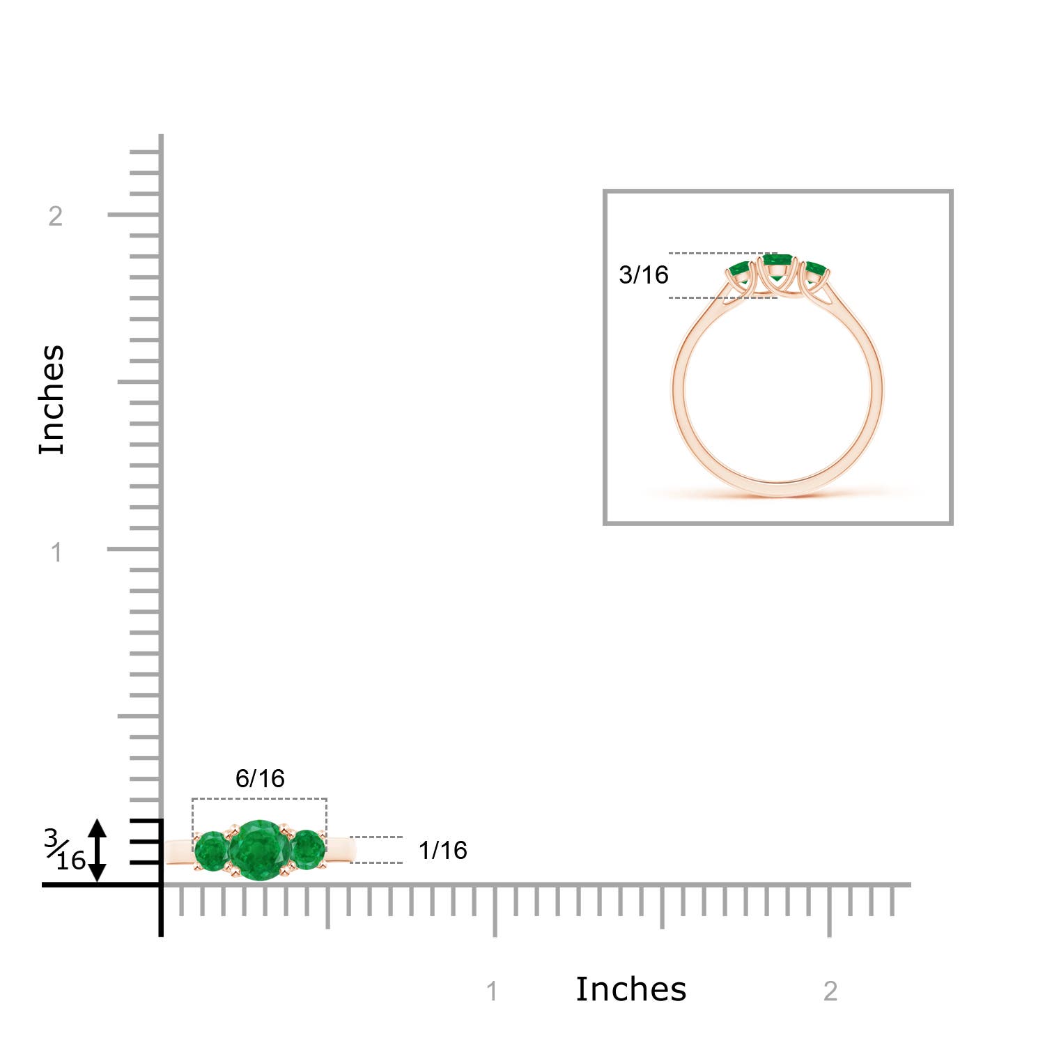 AA - Emerald / 0.44 CT / 14 KT Rose Gold