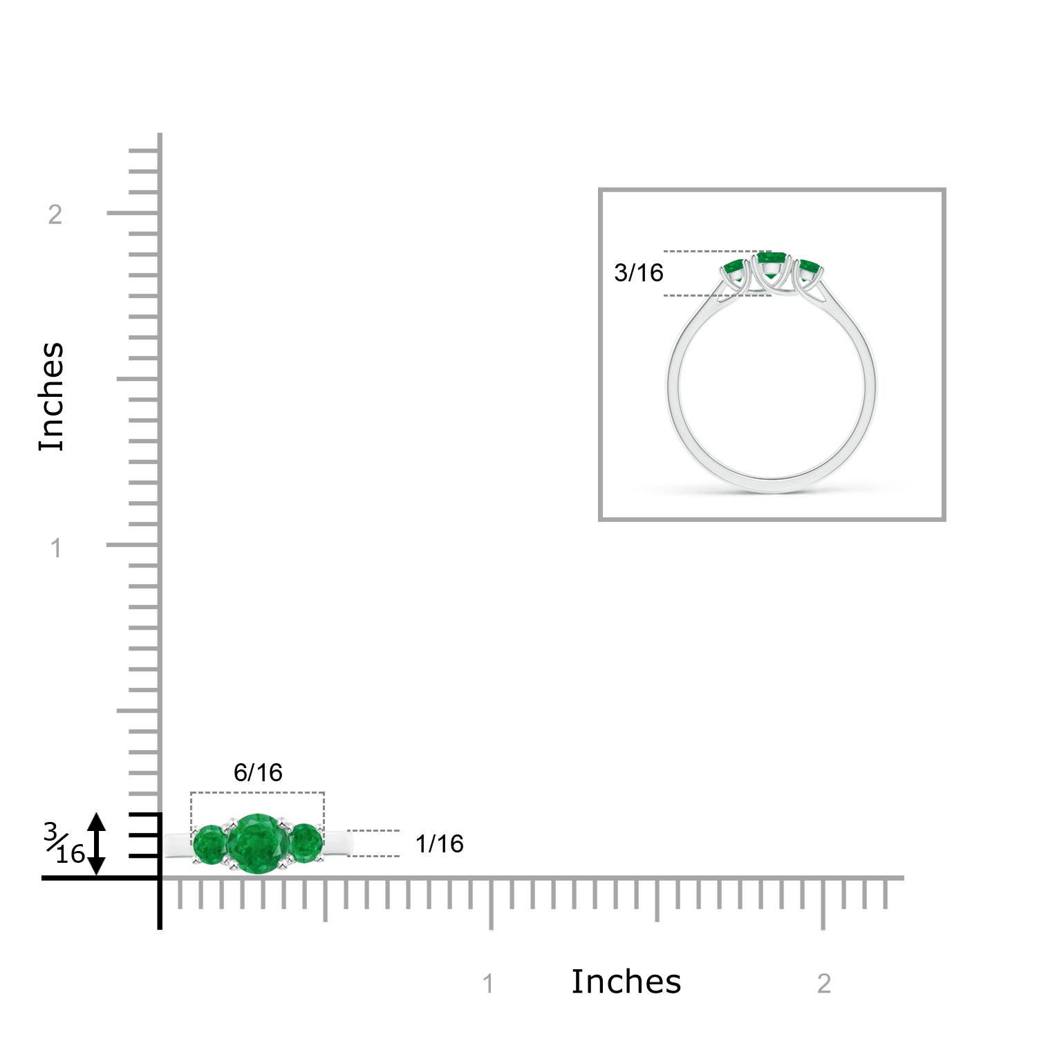 AA - Emerald / 0.44 CT / 14 KT White Gold