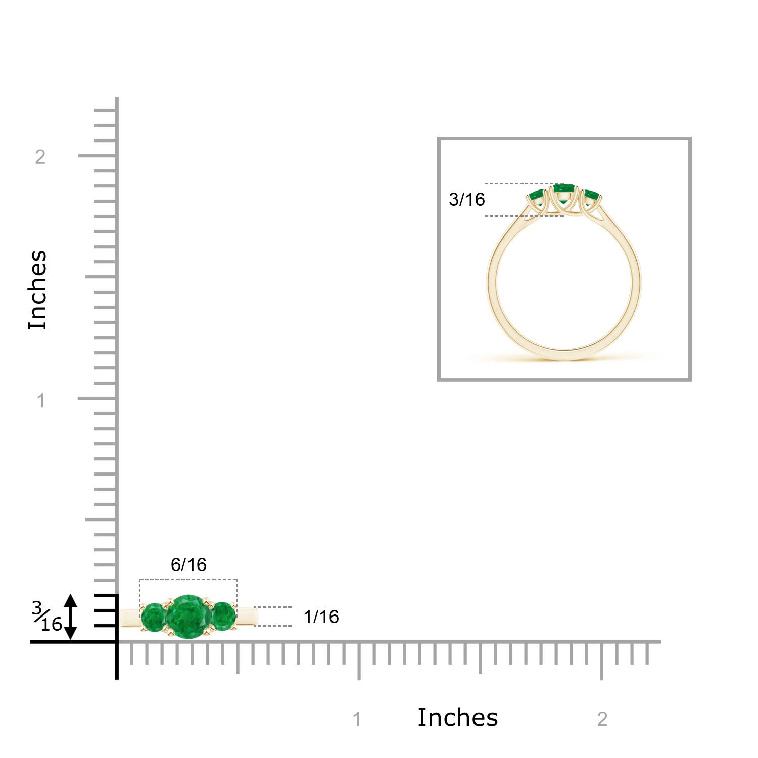 AA - Emerald / 0.44 CT / 14 KT Yellow Gold