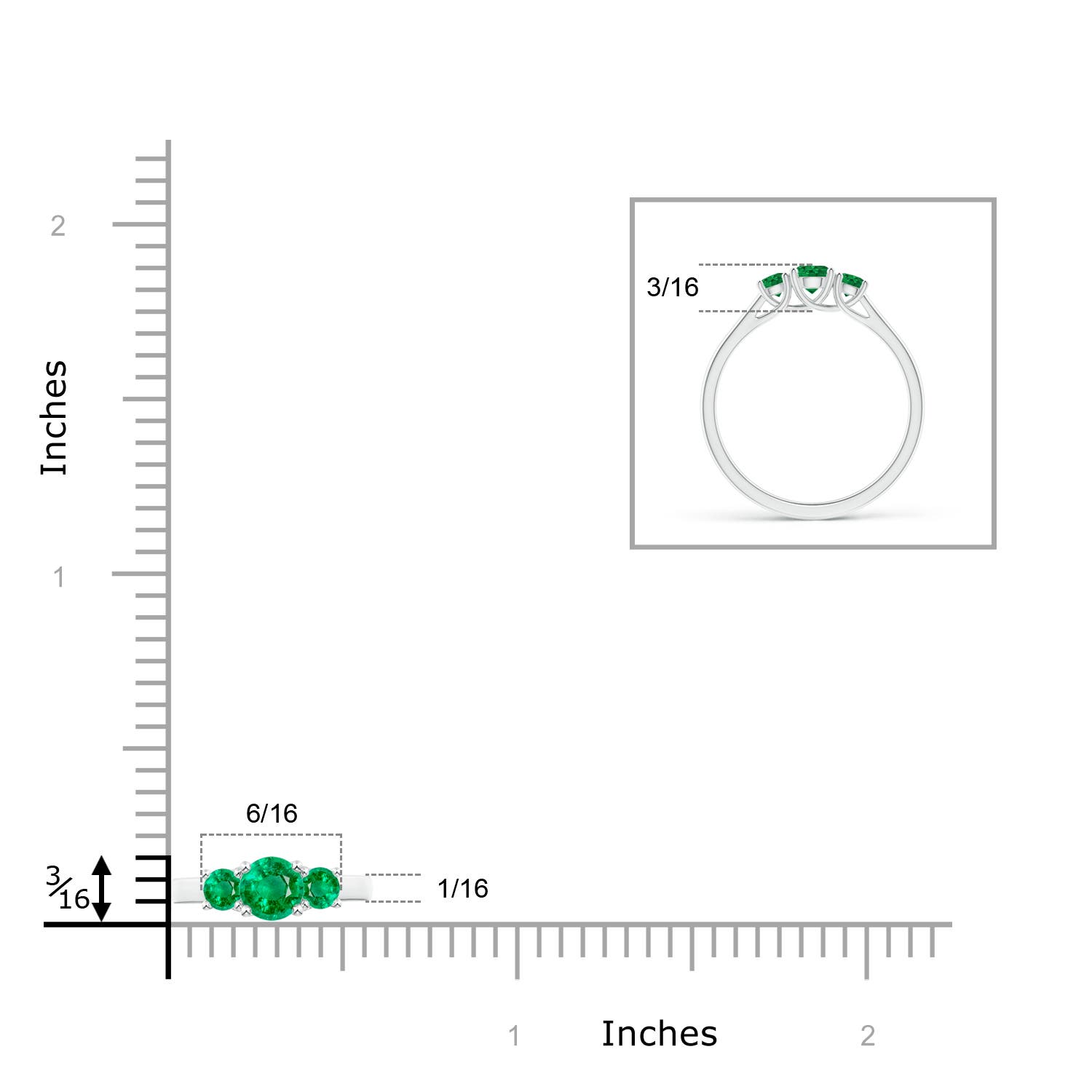 AAA - Emerald / 0.44 CT / 14 KT White Gold