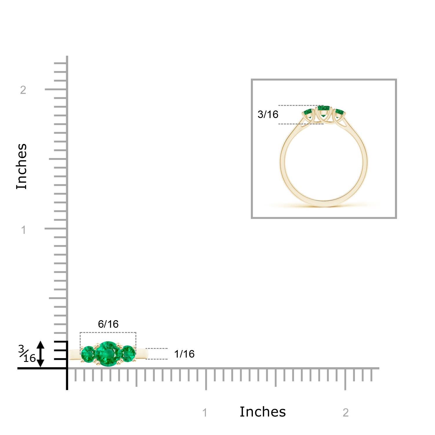 AAA - Emerald / 0.44 CT / 14 KT Yellow Gold