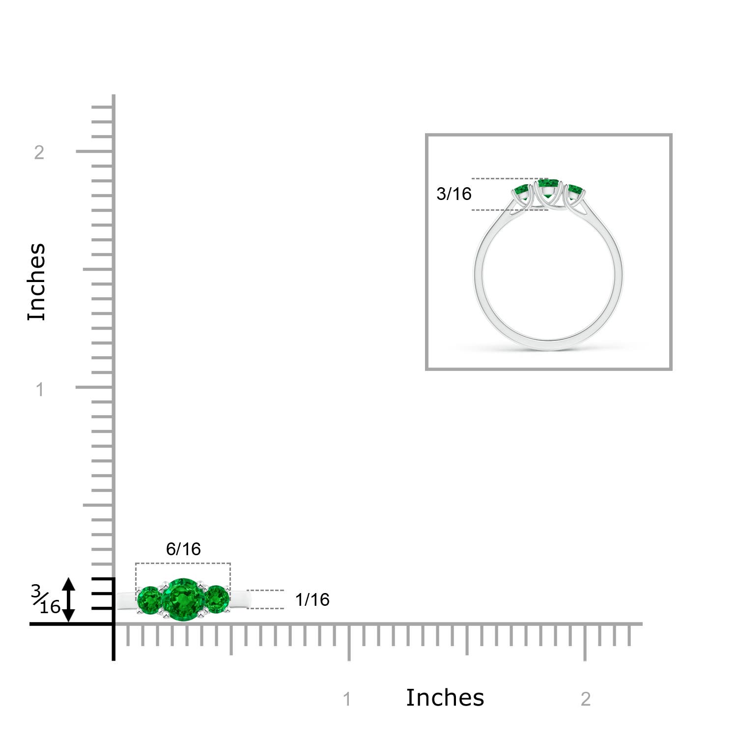 AAAA - Emerald / 0.44 CT / 14 KT White Gold