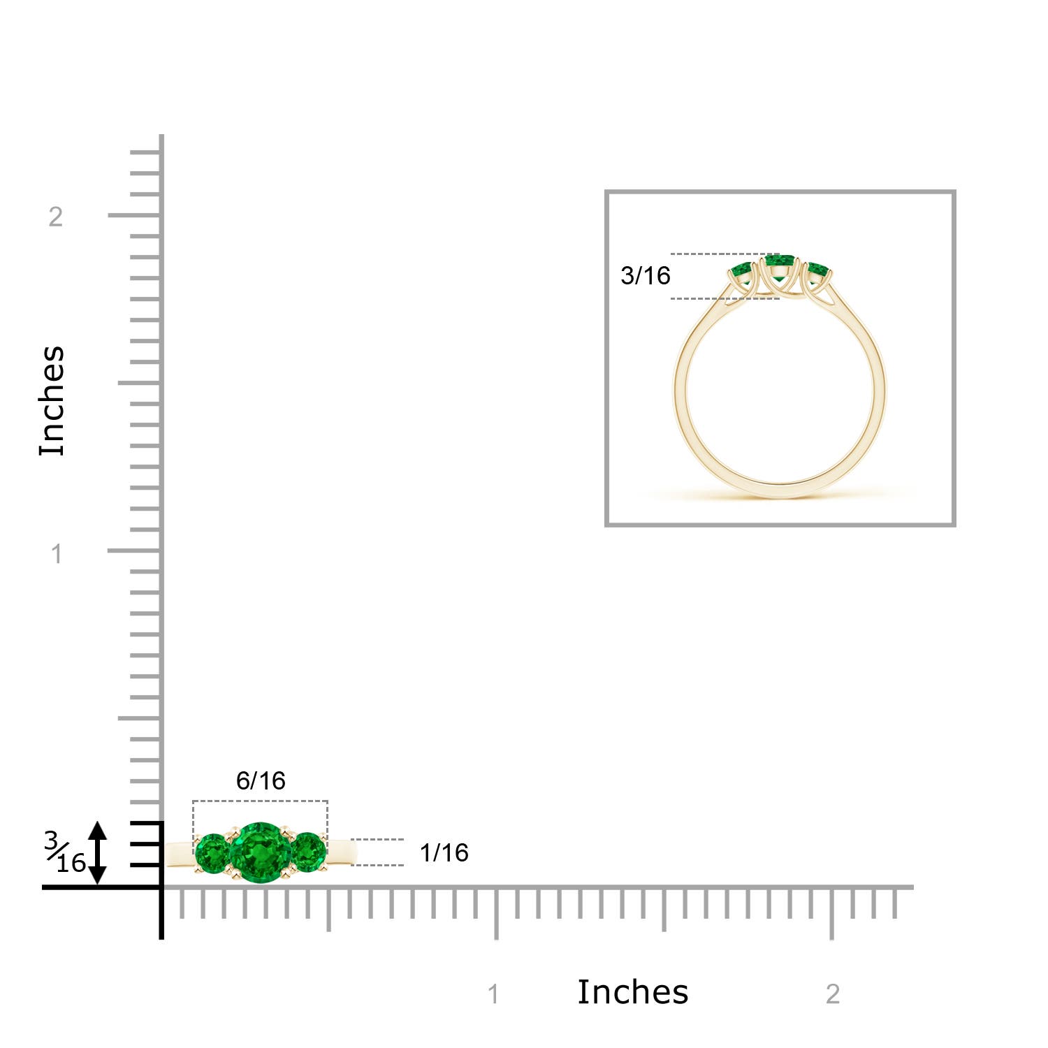 AAAA - Emerald / 0.44 CT / 14 KT Yellow Gold