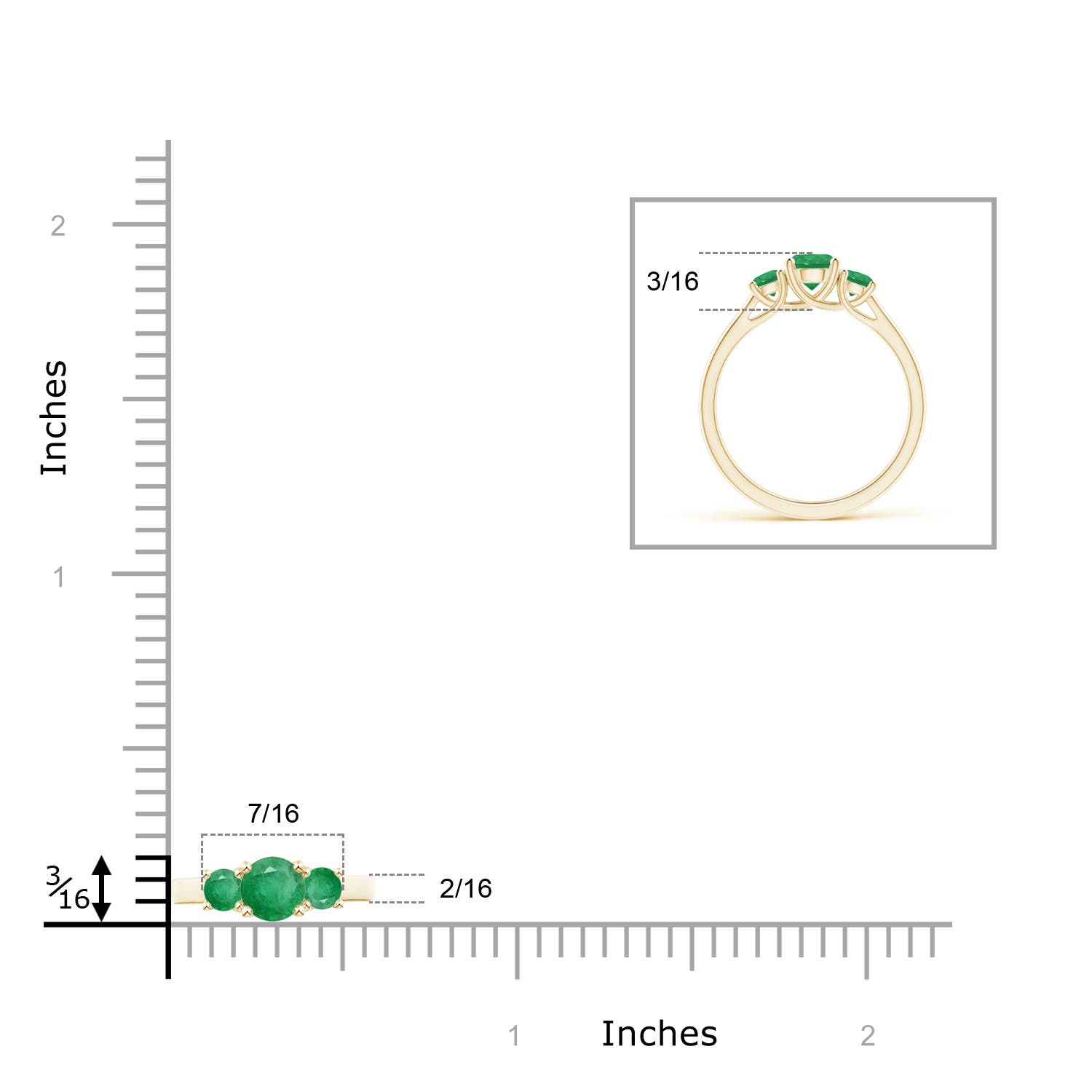 A - Emerald / 0.75 CT / 14 KT Yellow Gold