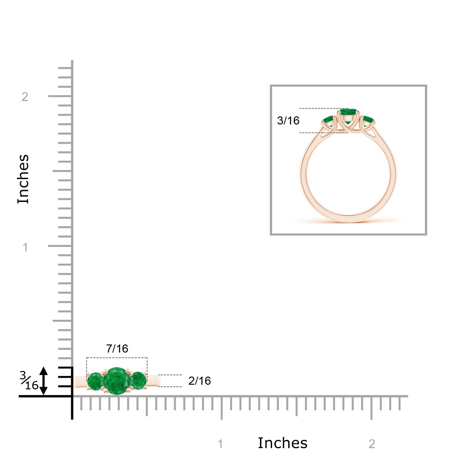 AA - Emerald / 0.75 CT / 14 KT Rose Gold