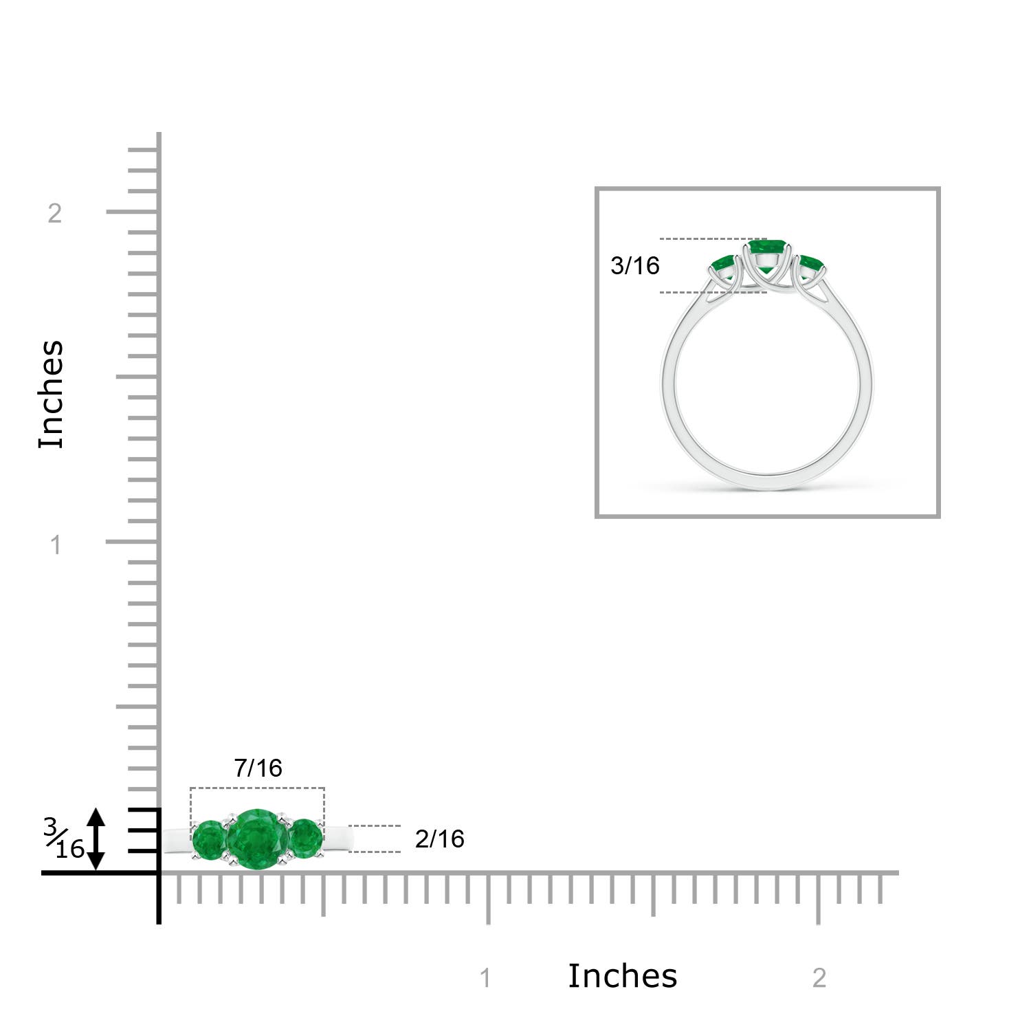 AA - Emerald / 0.75 CT / 14 KT White Gold