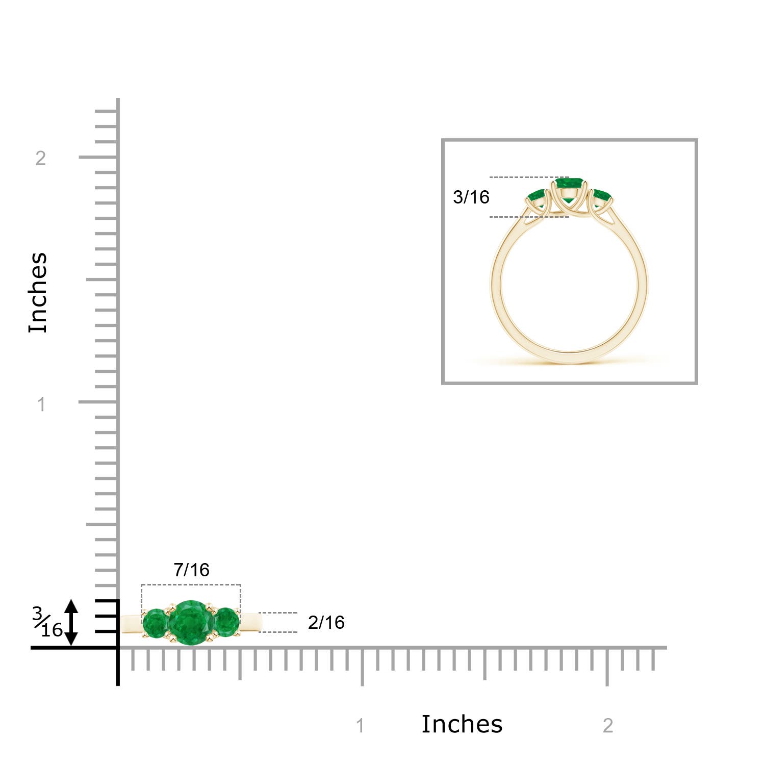 AA - Emerald / 0.75 CT / 14 KT Yellow Gold