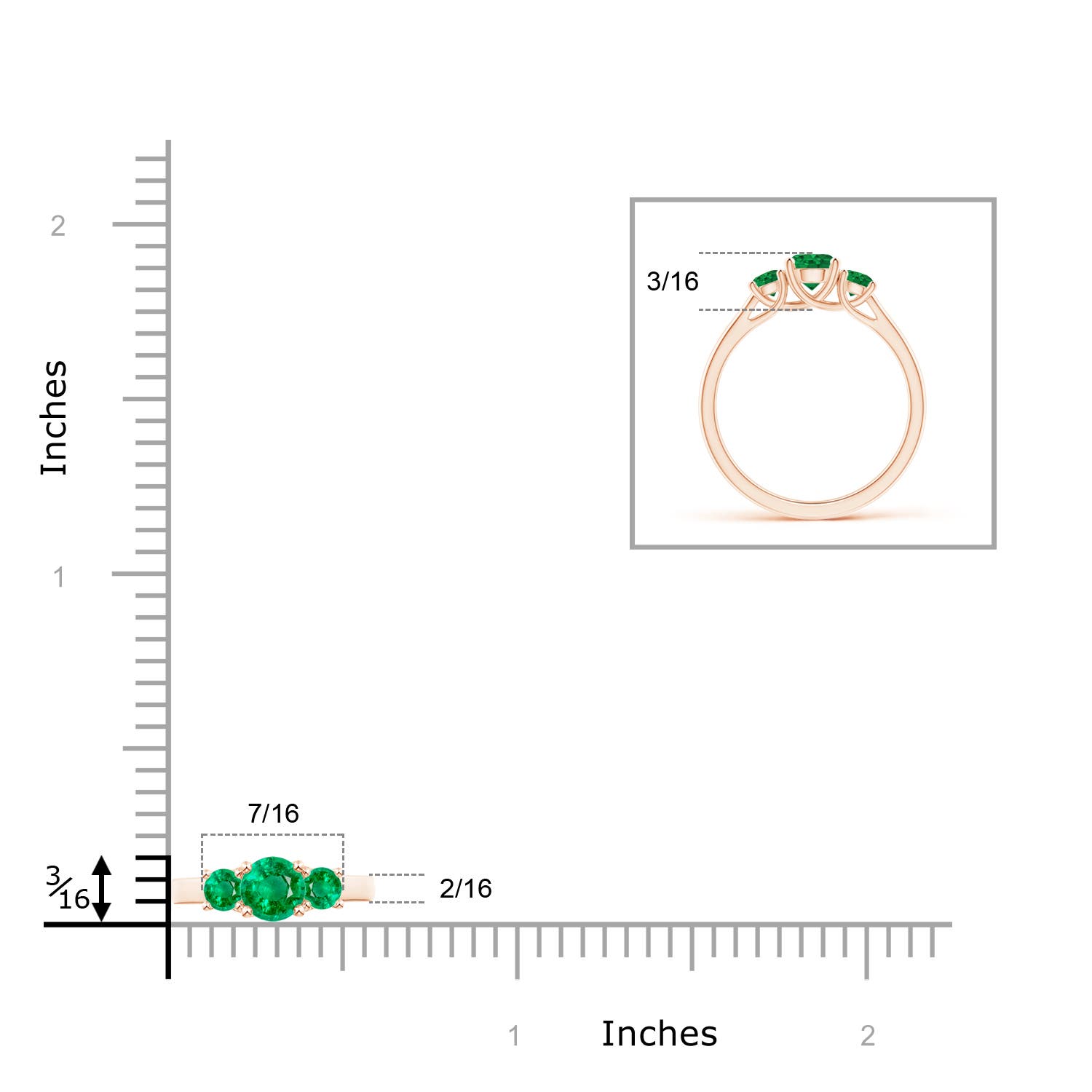 AAA - Emerald / 0.75 CT / 14 KT Rose Gold