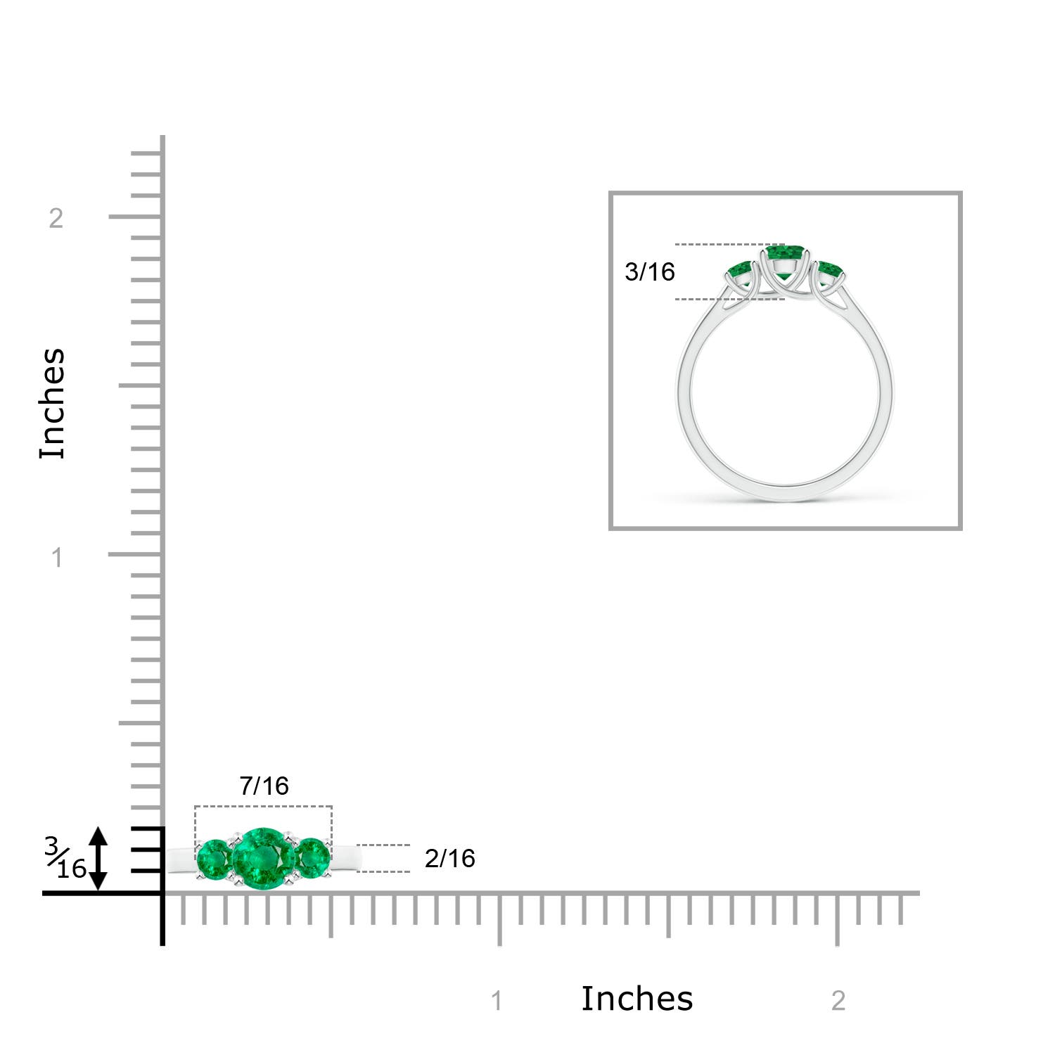 AAA - Emerald / 0.75 CT / 14 KT White Gold