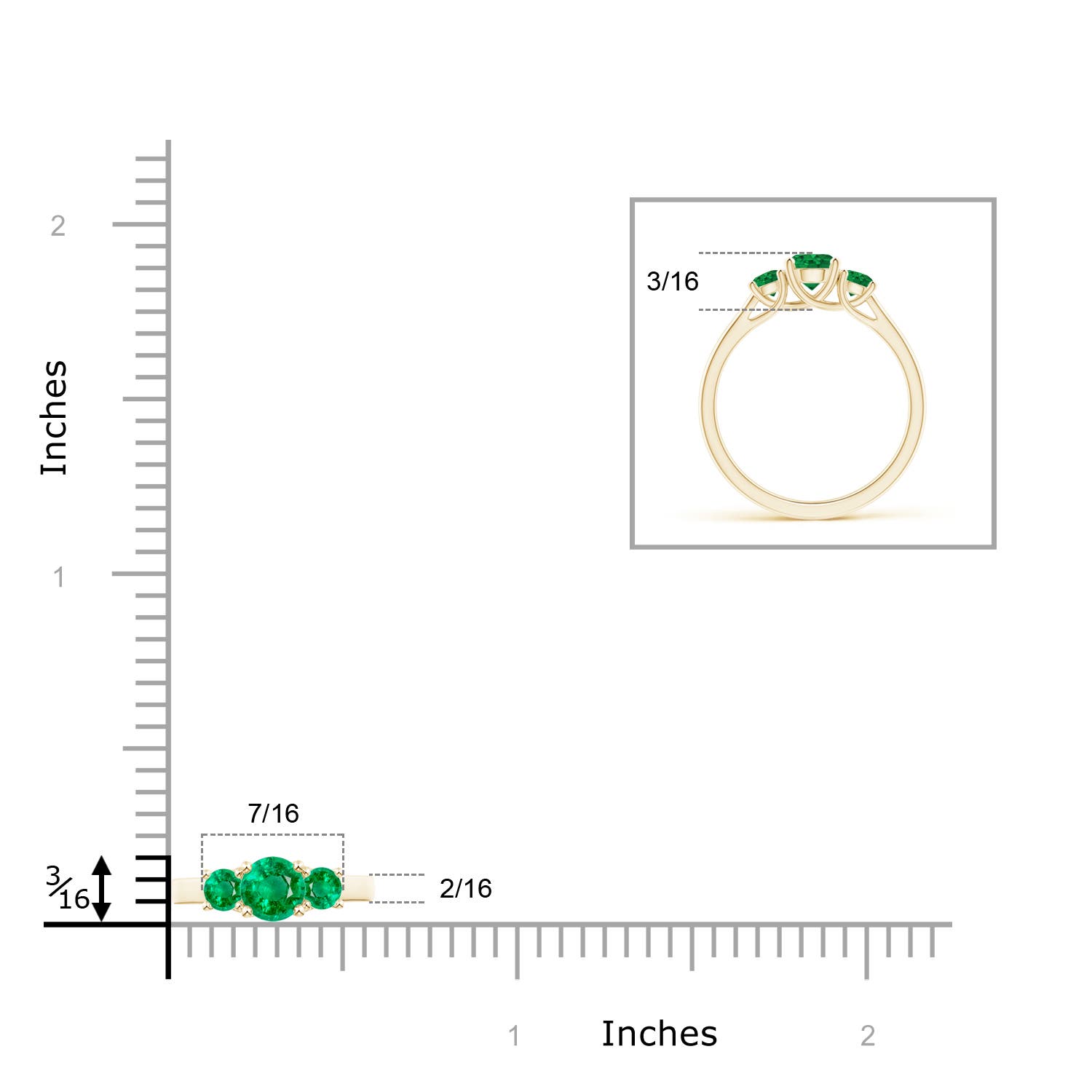 AAA - Emerald / 0.75 CT / 14 KT Yellow Gold