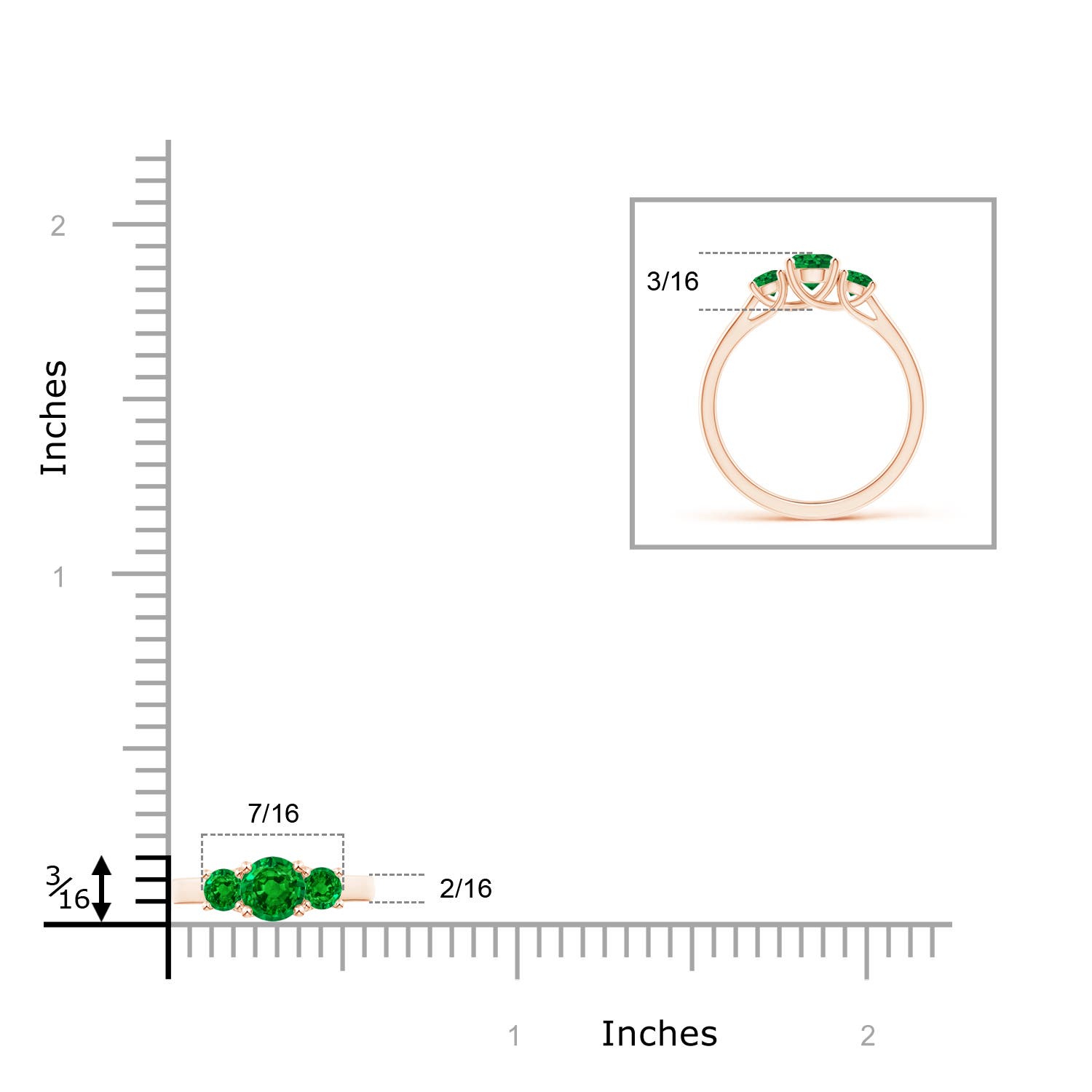 AAAA - Emerald / 0.75 CT / 14 KT Rose Gold