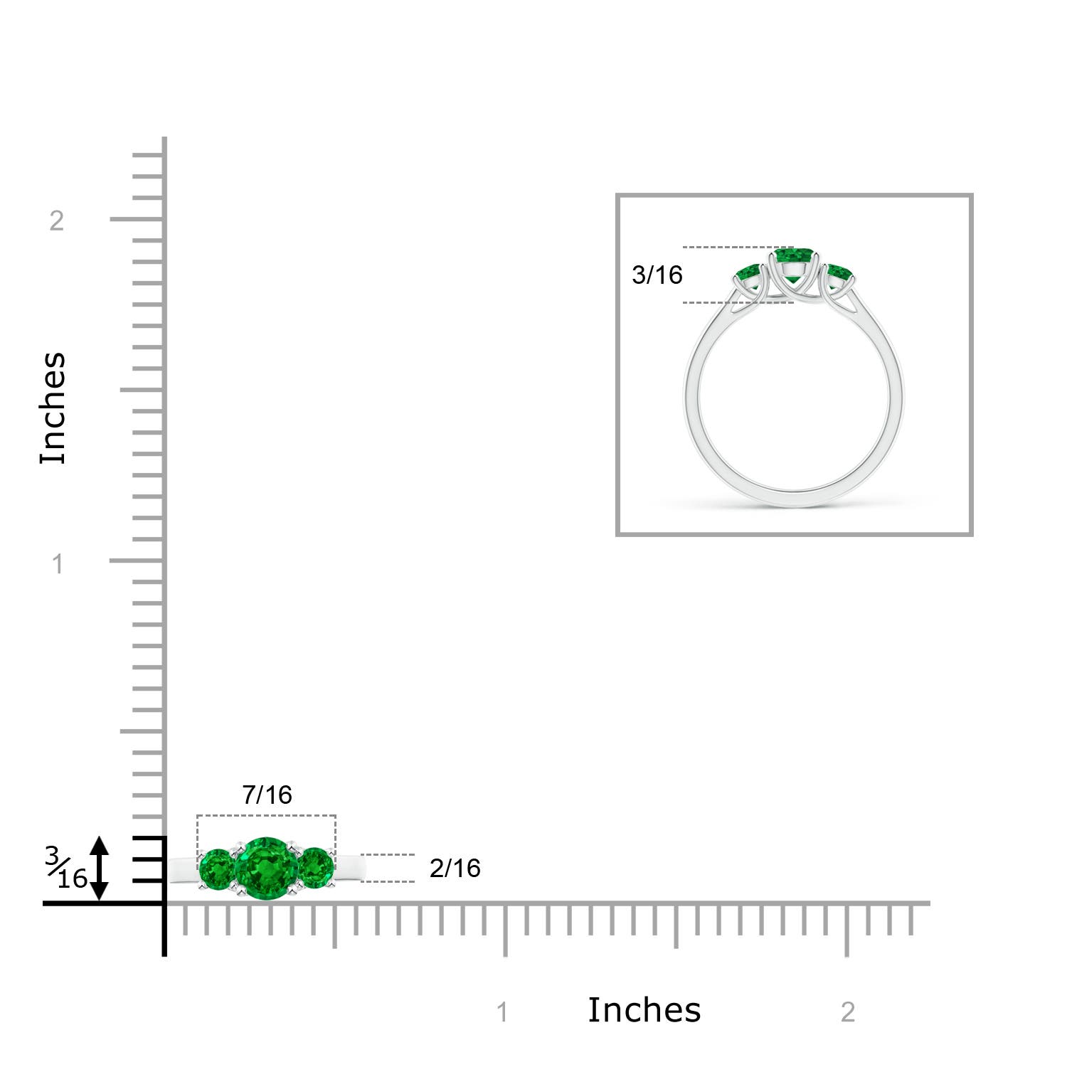 AAAA - Emerald / 0.75 CT / 14 KT White Gold