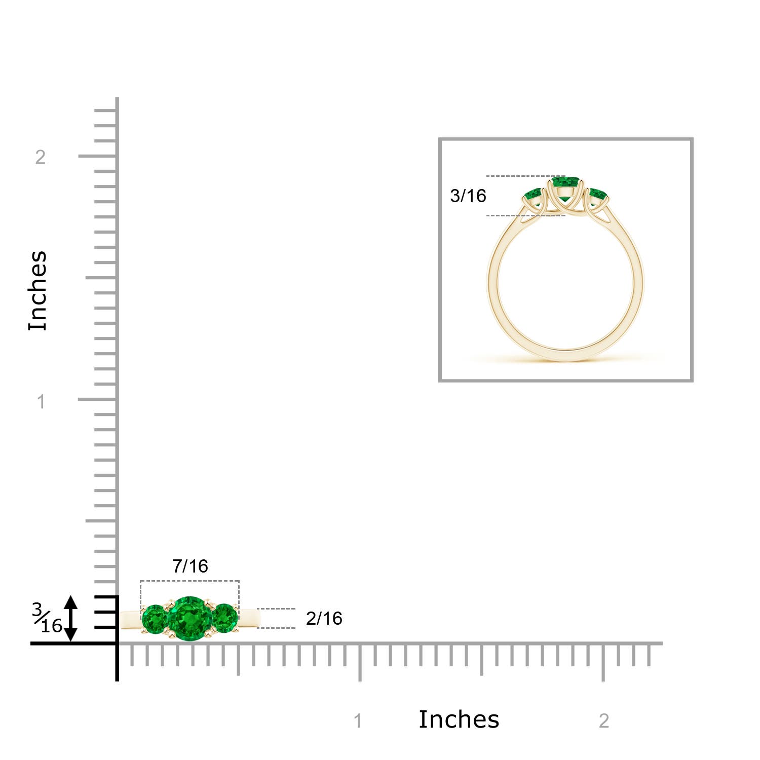 AAAA - Emerald / 0.75 CT / 14 KT Yellow Gold