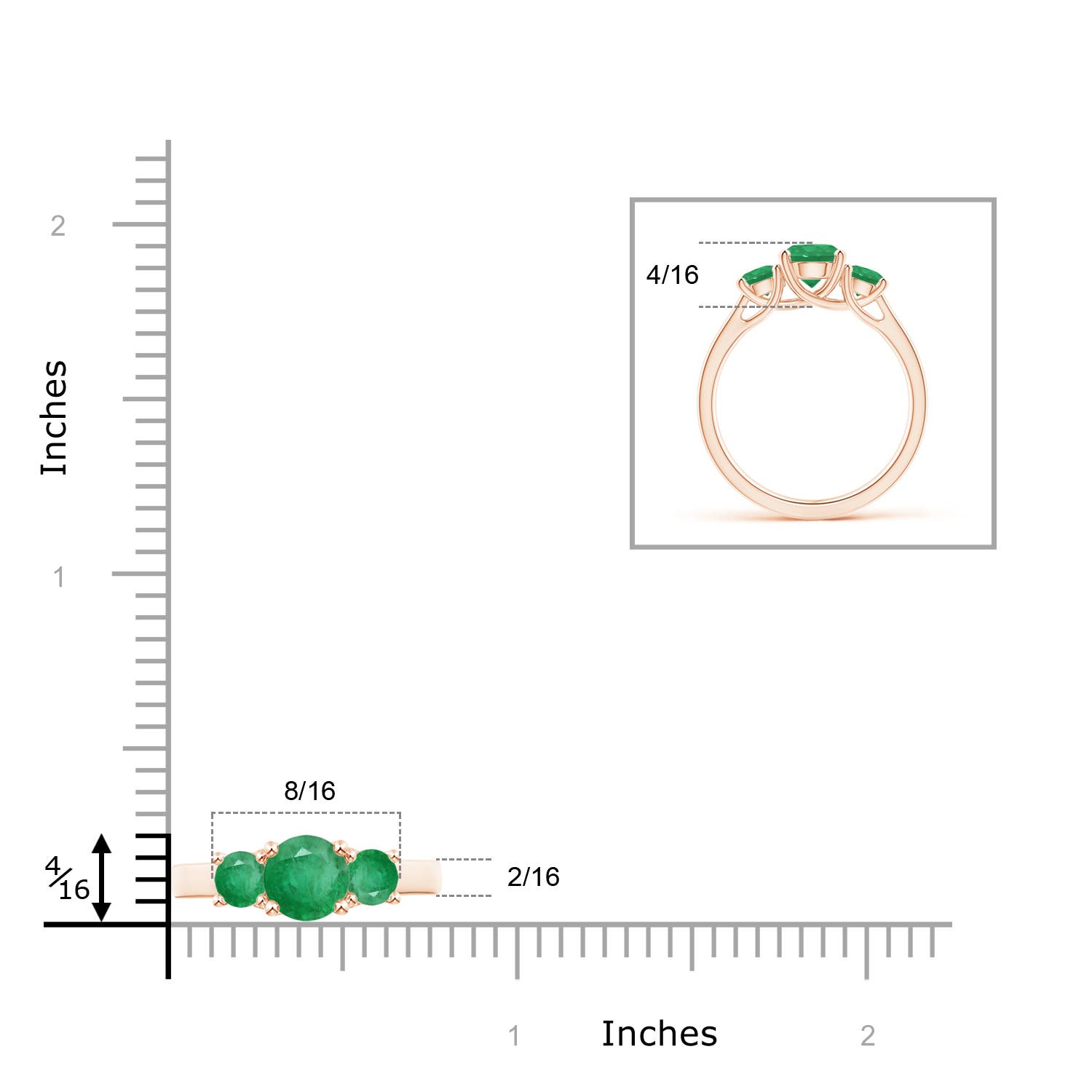 A - Emerald / 1.23 CT / 14 KT Rose Gold