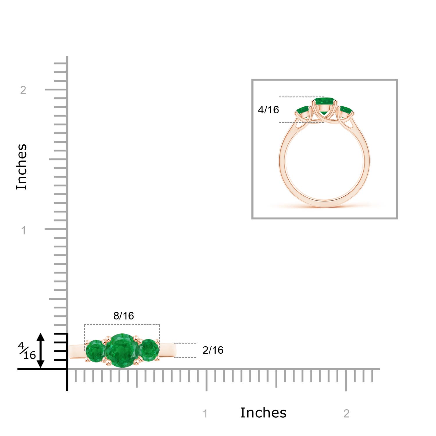 AA - Emerald / 1.23 CT / 14 KT Rose Gold