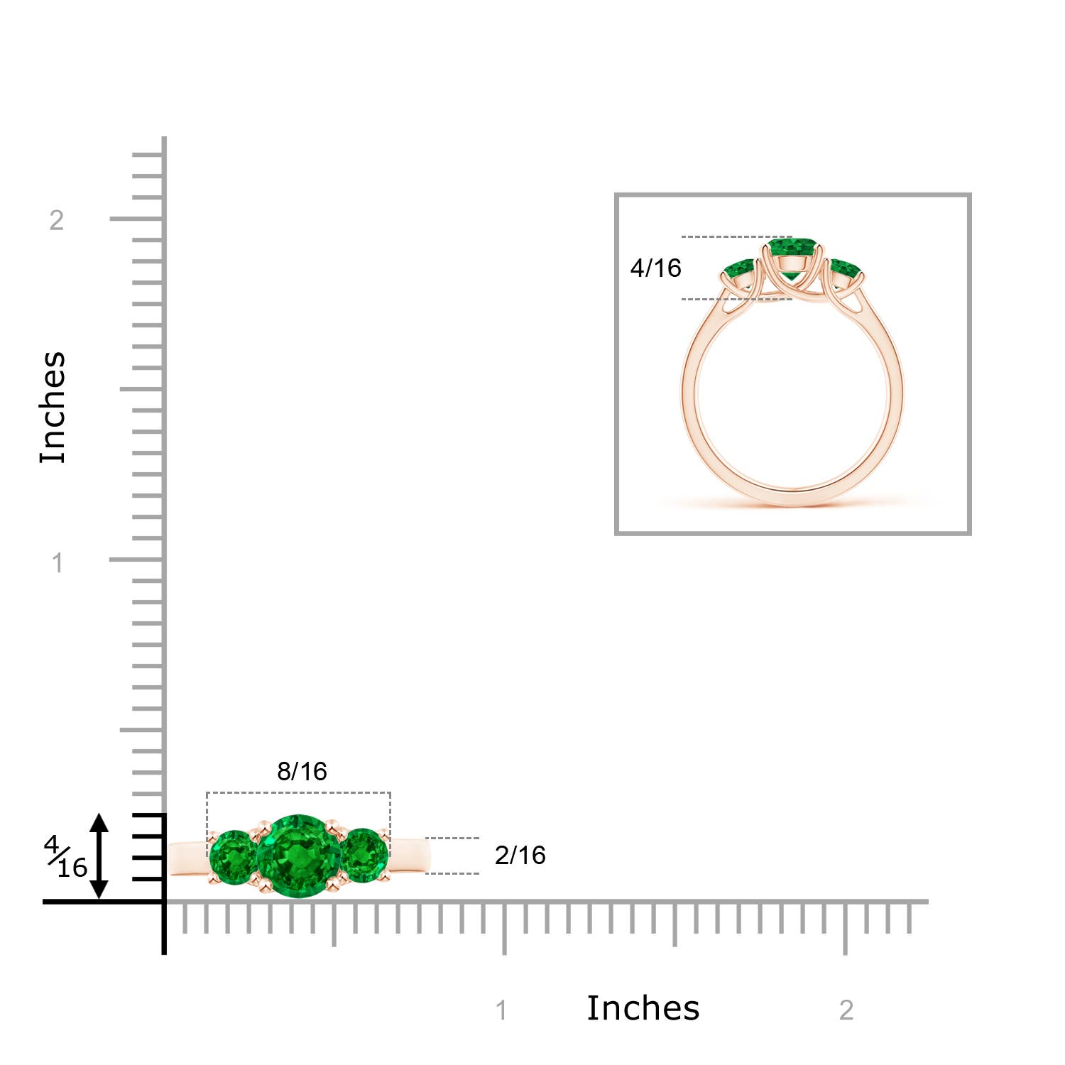 AAAA - Emerald / 1.23 CT / 14 KT Rose Gold