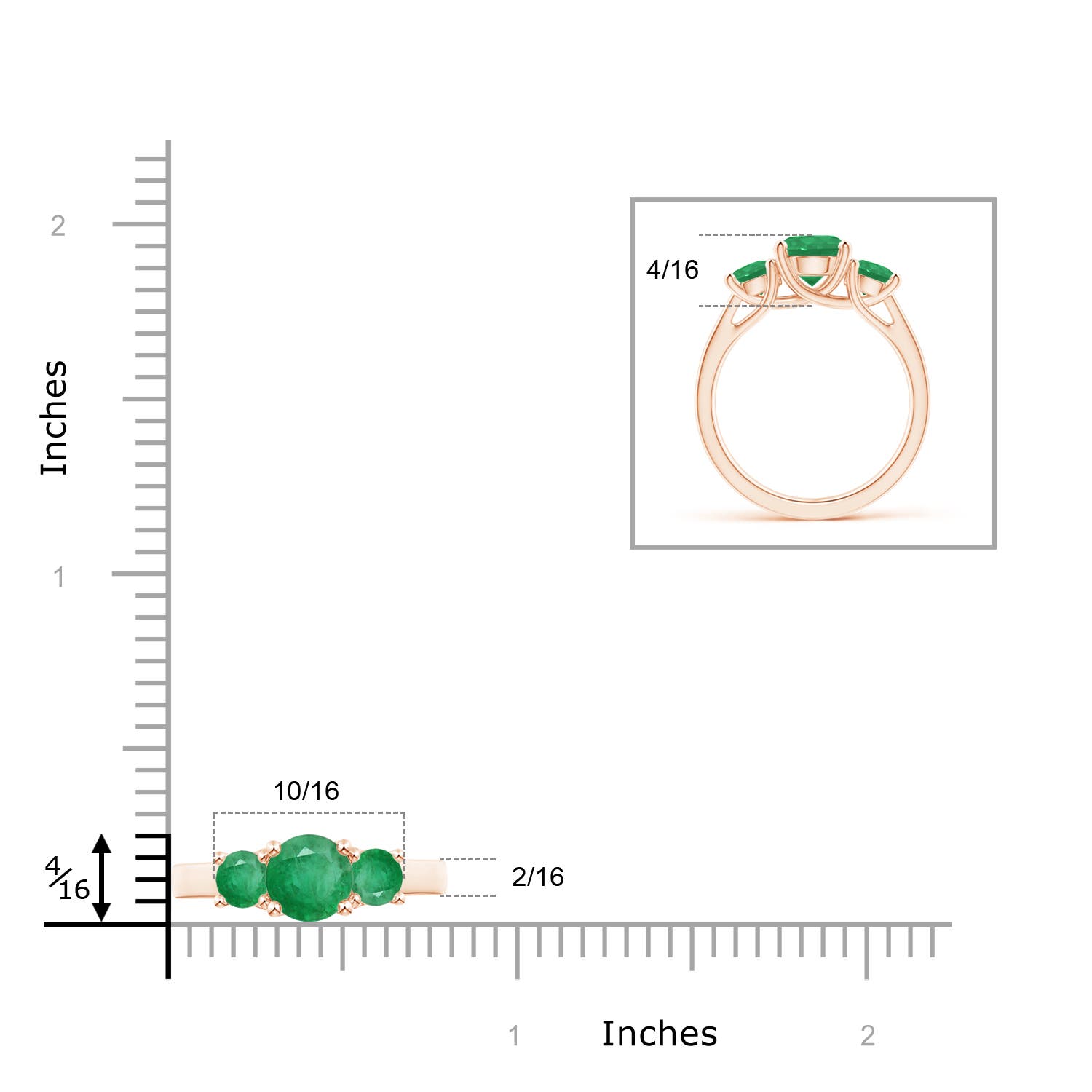 A - Emerald / 1.9 CT / 14 KT Rose Gold