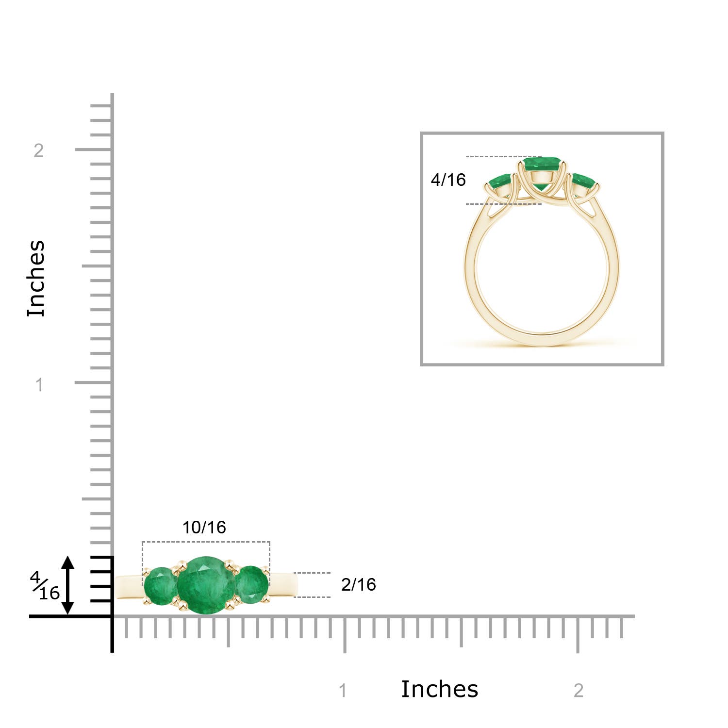 A - Emerald / 1.9 CT / 14 KT Yellow Gold