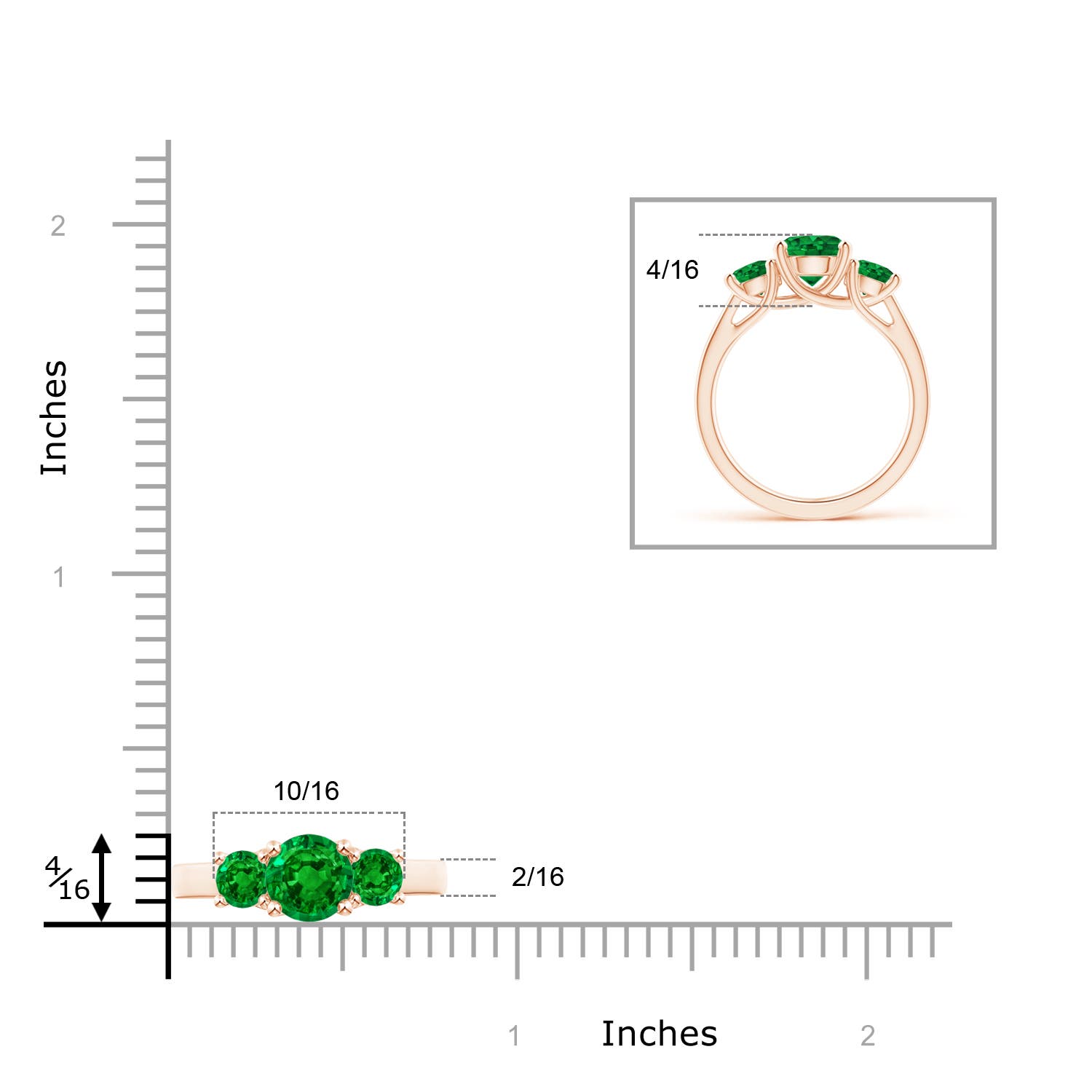 AAAA - Emerald / 1.9 CT / 14 KT Rose Gold