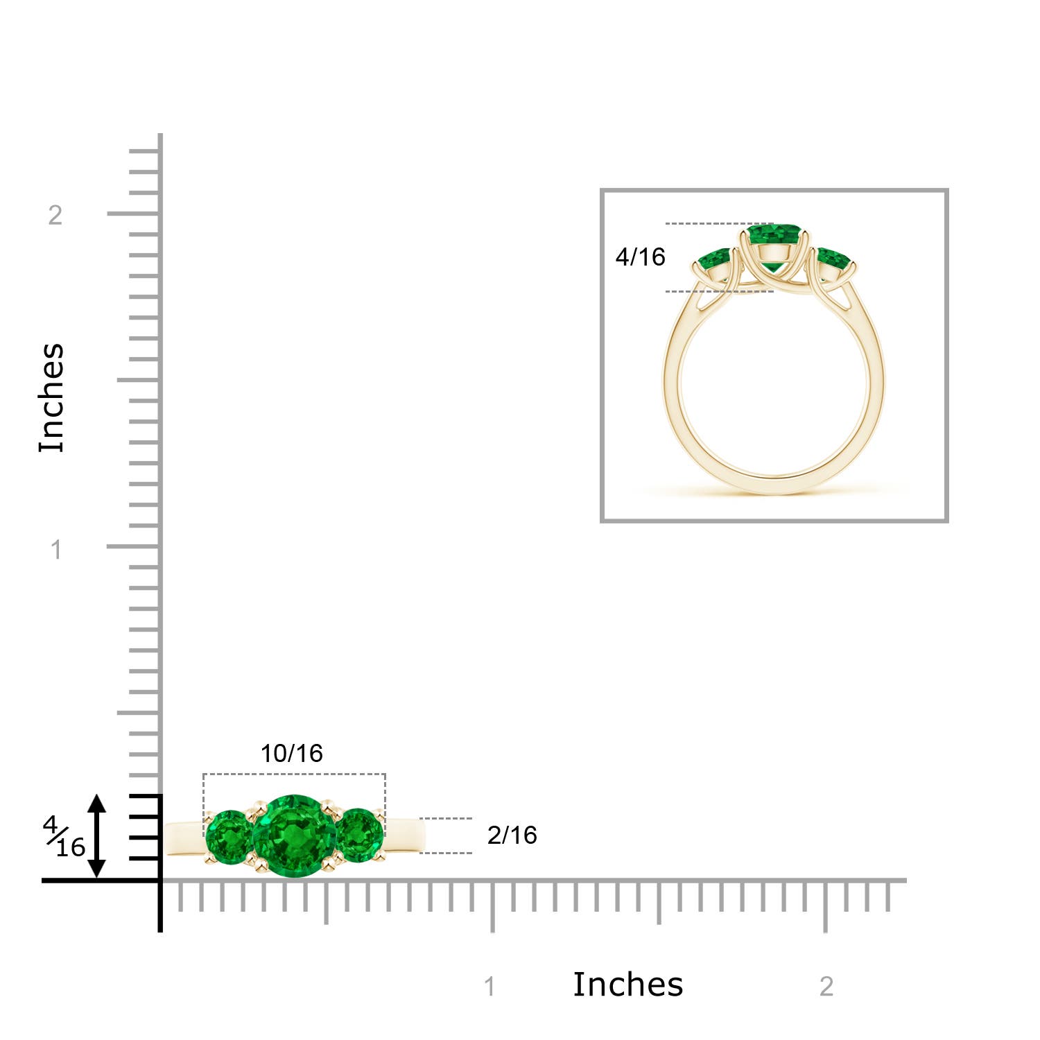 AAAA - Emerald / 1.9 CT / 14 KT Yellow Gold