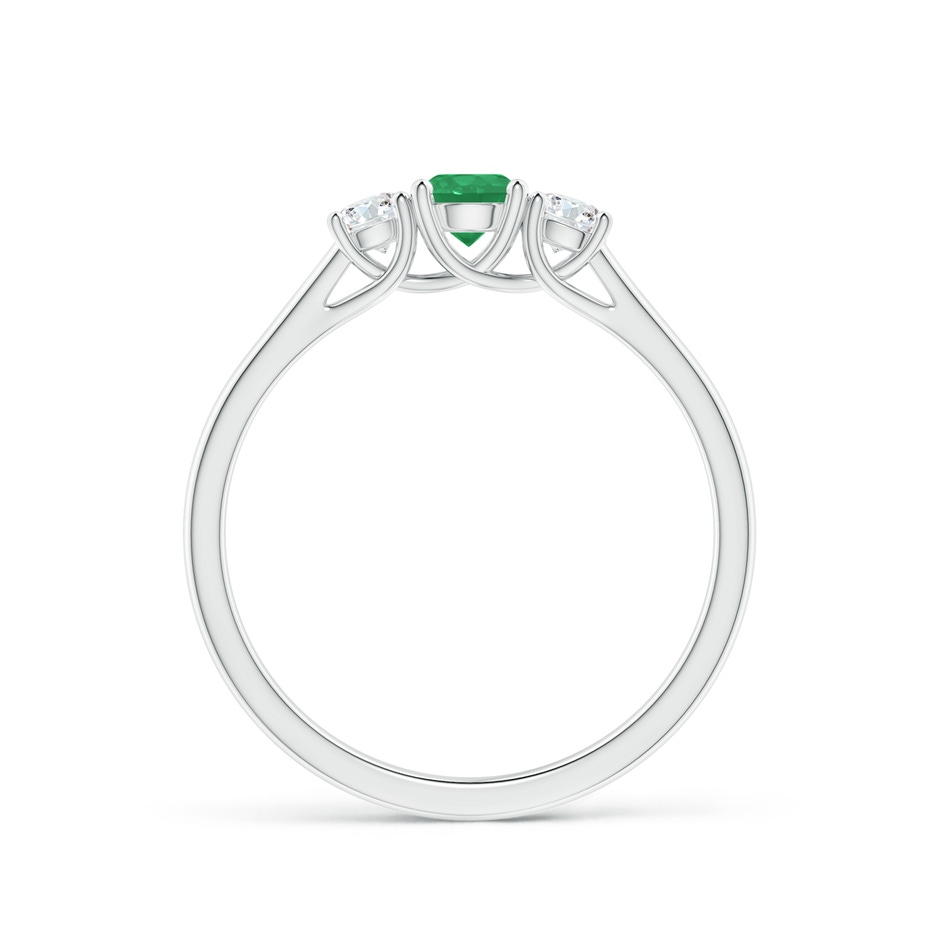4mm A Classic Round Emerald and Diamond Three Stone Ring in P950 Platinum side 1