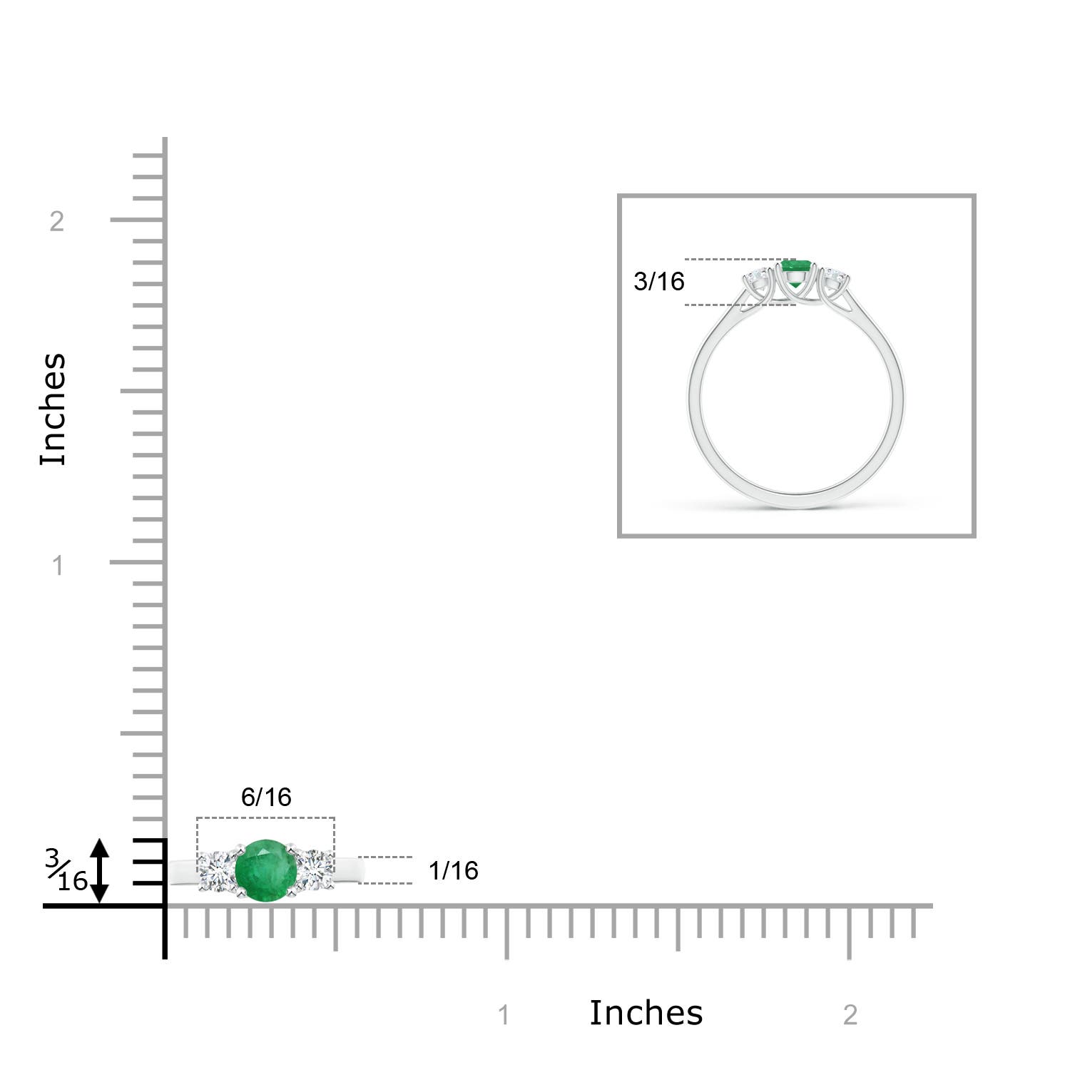 A - Emerald / 0.45 CT / 14 KT White Gold