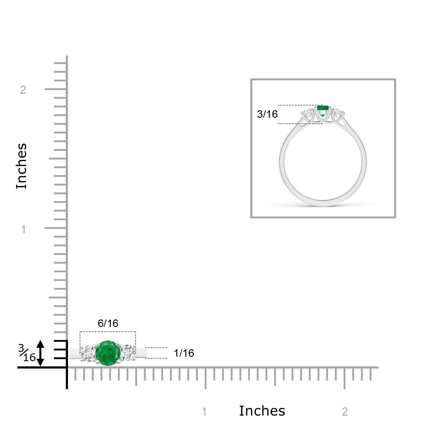 AA - Emerald / 0.45 CT / 14 KT White Gold