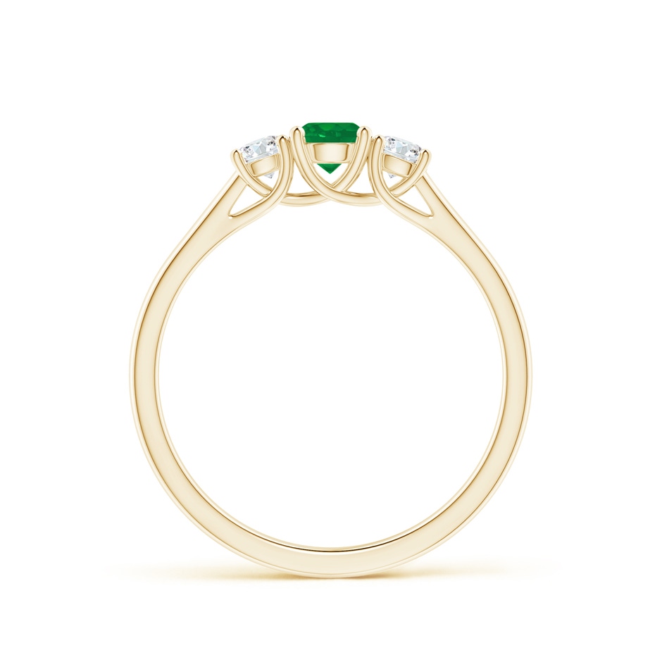 4mm AA Classic Round Emerald and Diamond Three Stone Ring in Yellow Gold side 1
