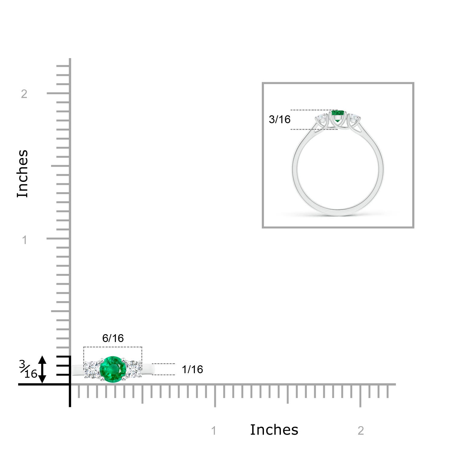 AAA - Emerald / 0.45 CT / 14 KT White Gold