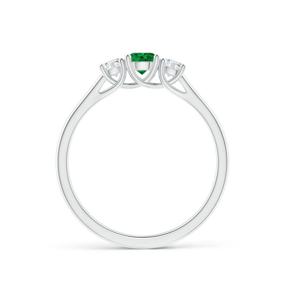 4mm AAAA Classic Round Emerald and Diamond Three Stone Ring in S999 Silver side 1