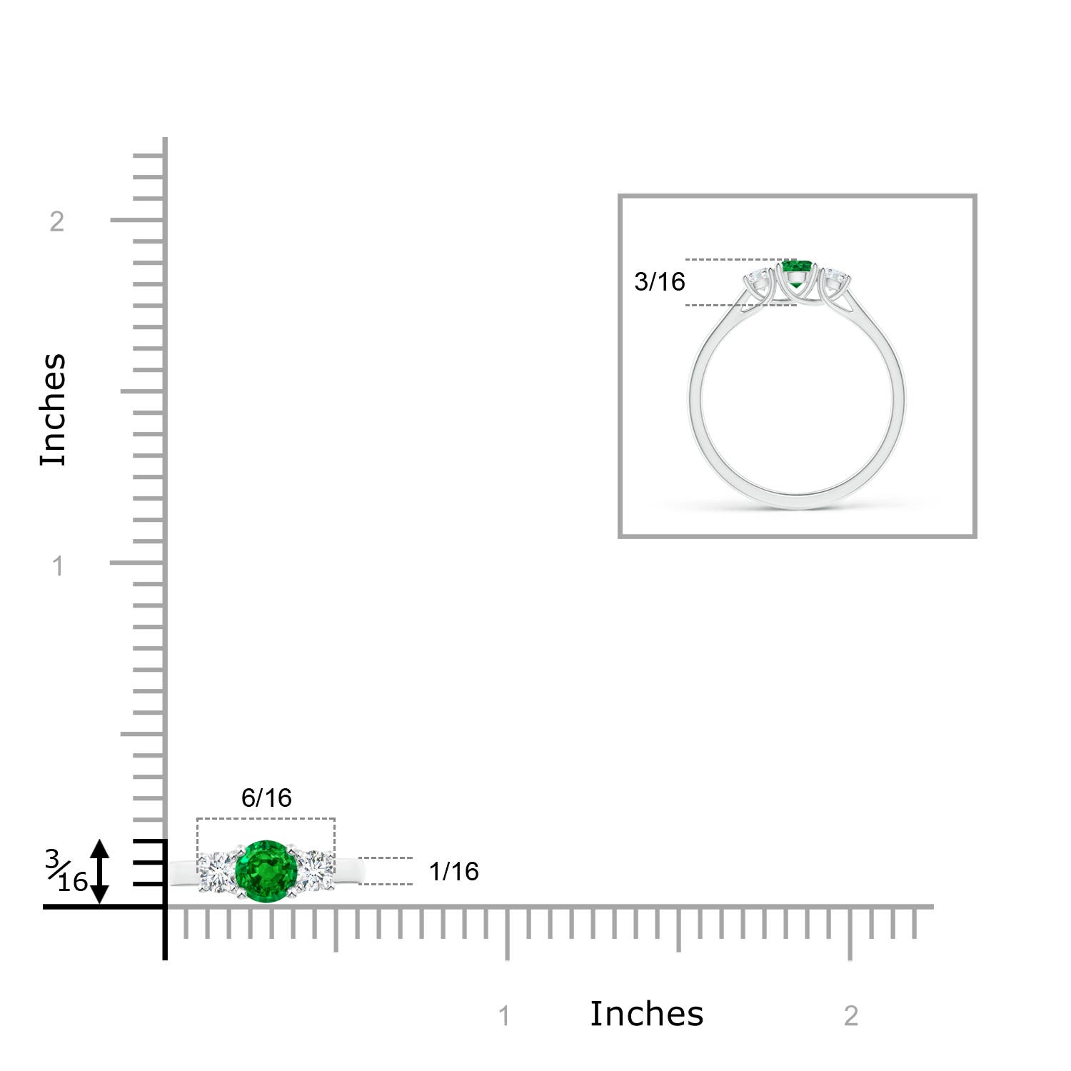 AAAA - Emerald / 0.45 CT / 14 KT White Gold